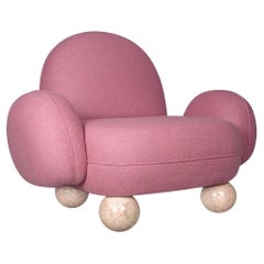 Set of 2 21st Century Gala Armchair Bouclé Marble Sphere Feet by Malabar