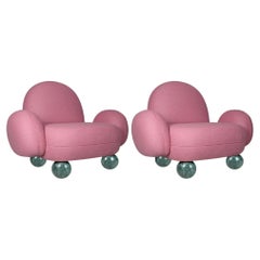 Juego de 2 Sillón Gala Siglo XXI Bouclé Pies Esfera Mármol by Malabar