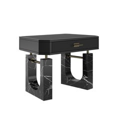 Set of 2 21st Century Lincoln  Bedside table  Marquina Marble by Porus