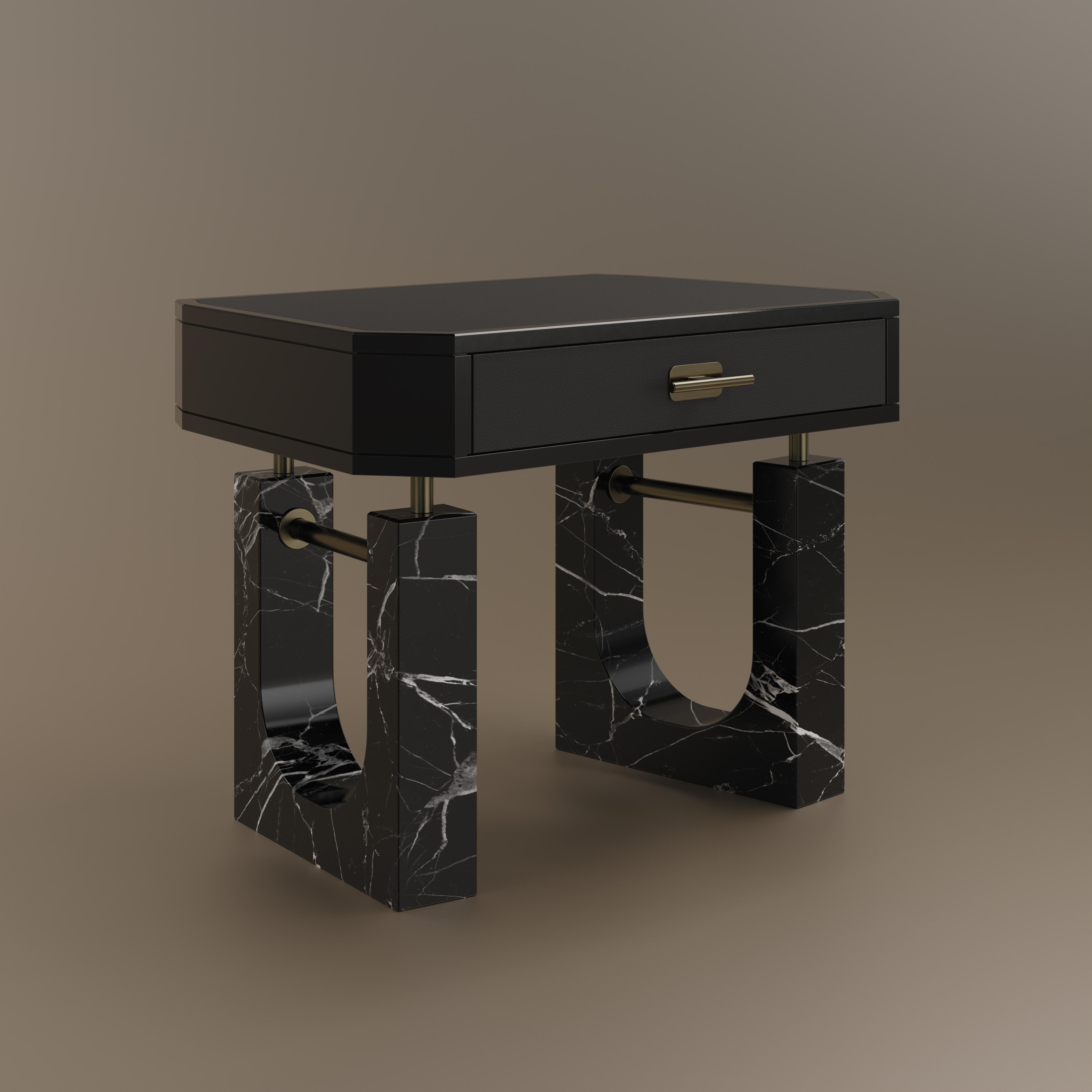 Set di 2 Lincoln del 21° secolo  Comodino  Marmo Marquina di Porus in vendita 1