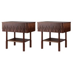 Set di 2 Comodini Campbell in legno di noce del XXI secolo di Wood Tailors