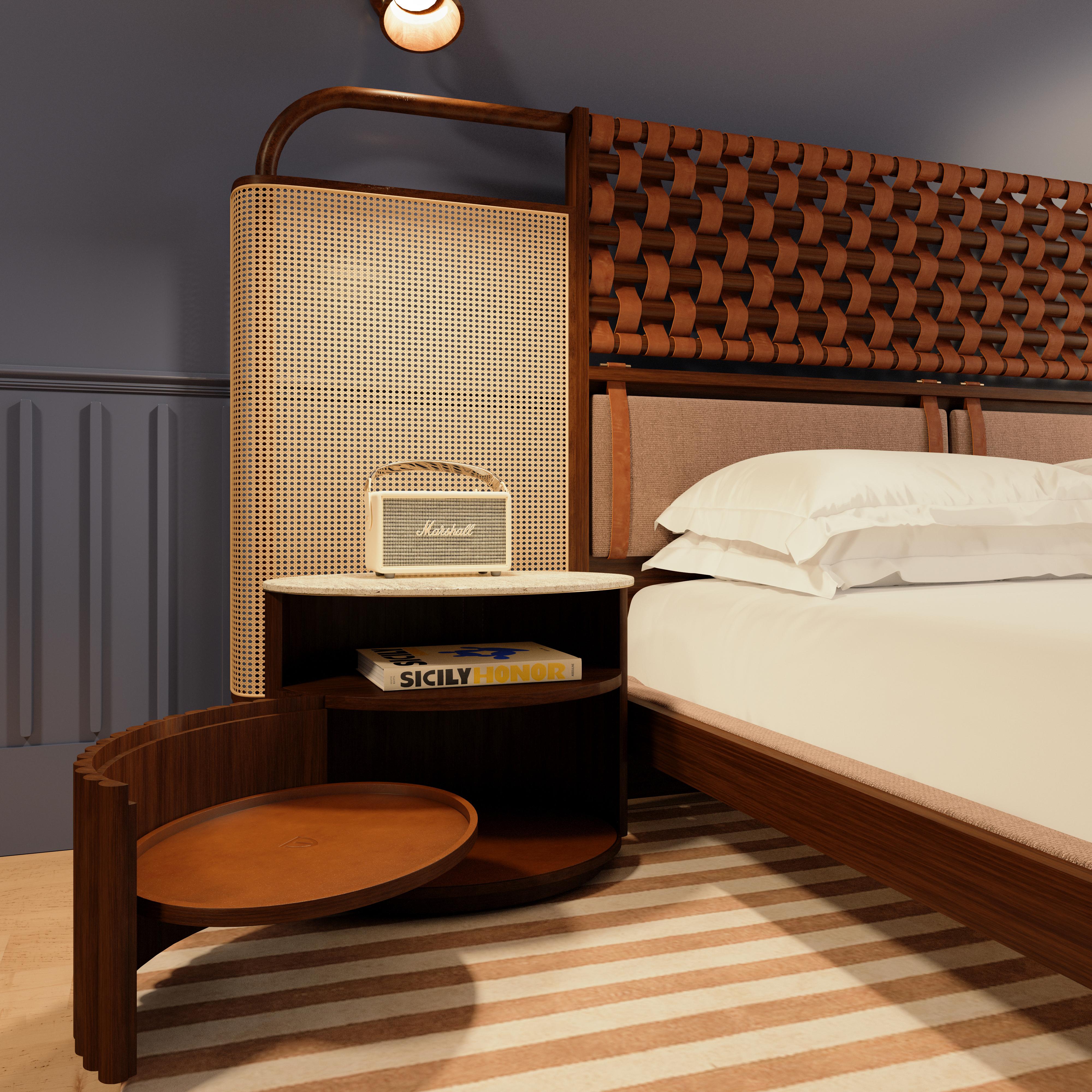 Set di 2 Comodini 21st Herbert in pelle Oak Travertino by Wood Tailors in vendita 5