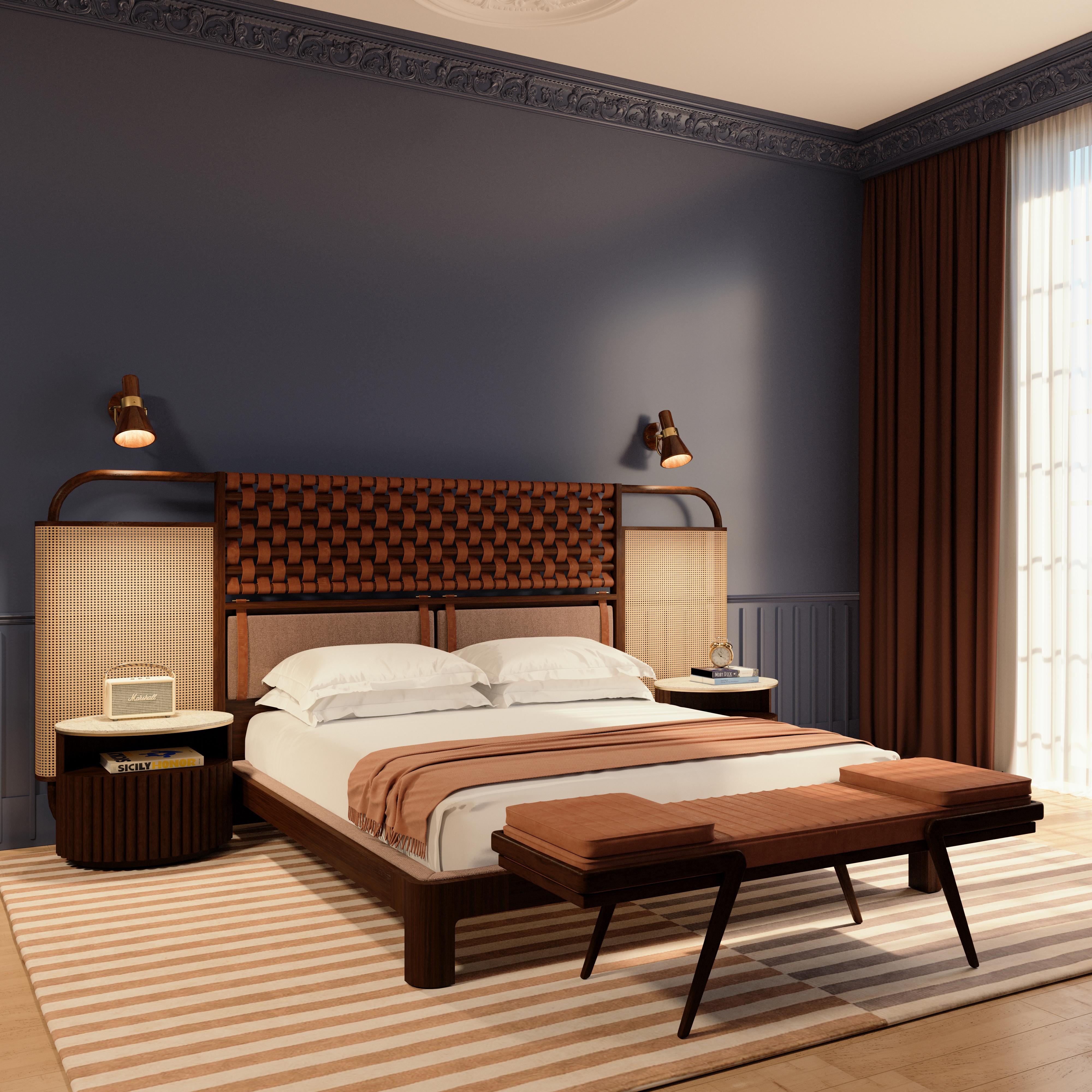 Set di 2 Comodini 21st Herbert in pelle Oak Travertino by Wood Tailors in vendita 6