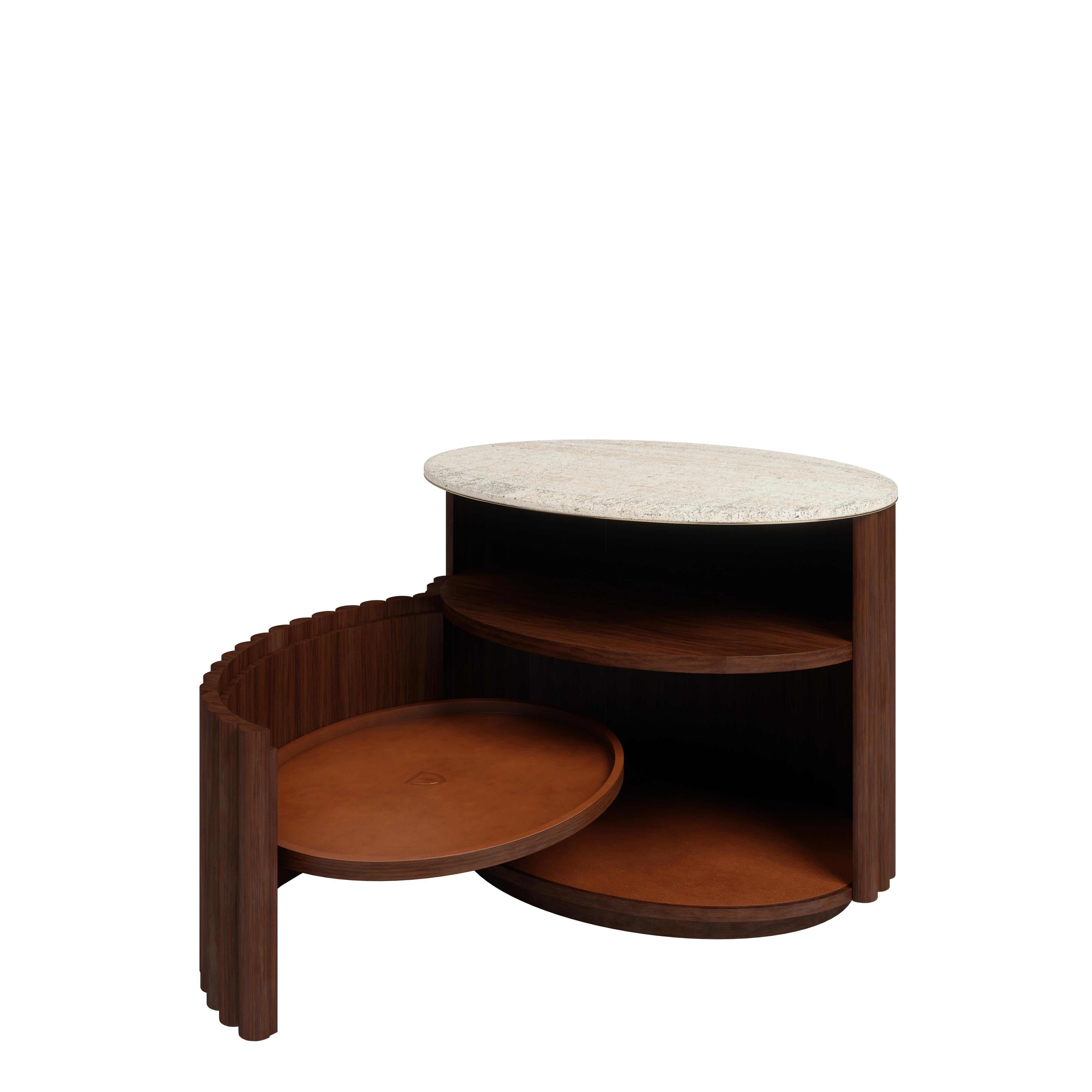 Set di 2 Comodini 21st Herbert in pelle Oak Travertino by Wood Tailors in vendita 1