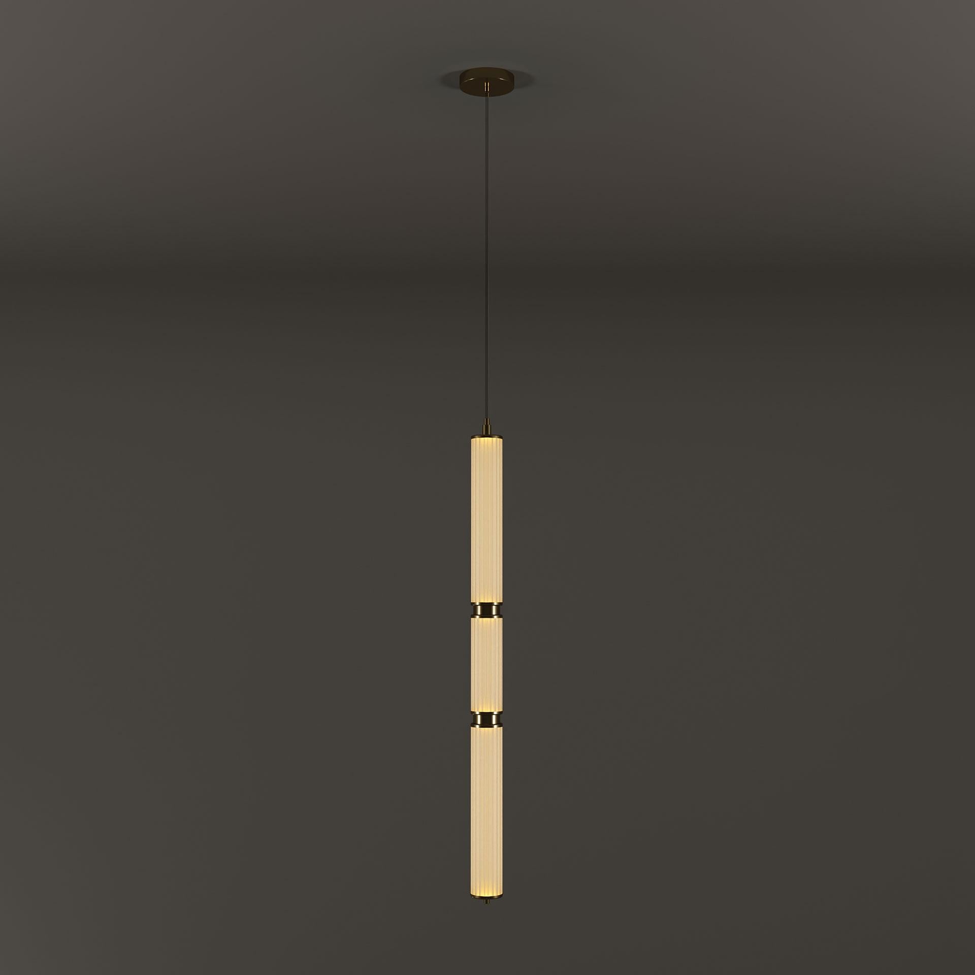 Portuguese Set of 2 21st Miami Pendant Lamp Brass Fluted by Creativemary For Sale