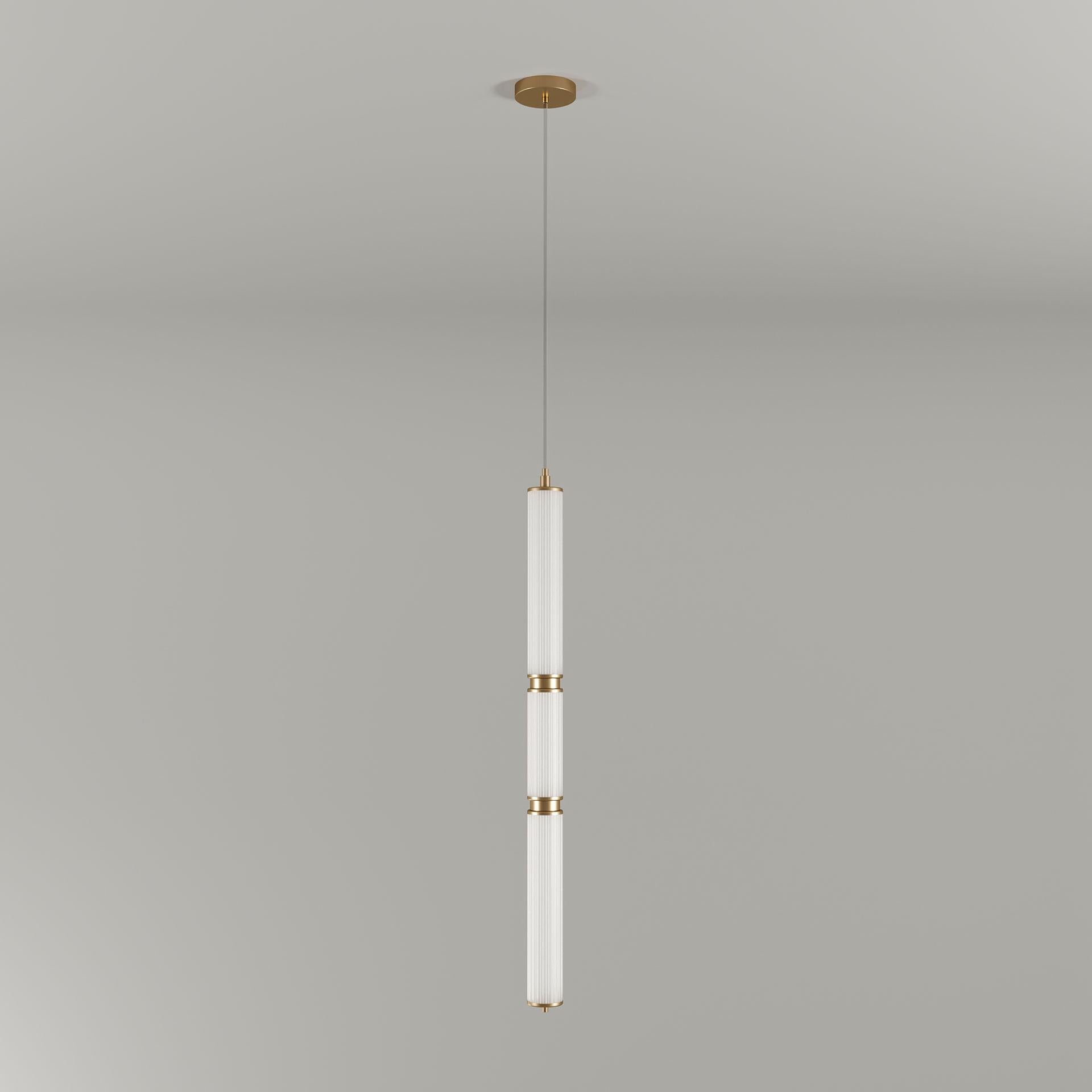 Contemporary Set of 2 21st Miami Pendant Lamp Brass Fluted by Creativemary For Sale