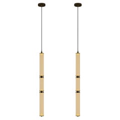 Set of 2 21st Miami Pendant Lamp Brass Fluted by Creativemary