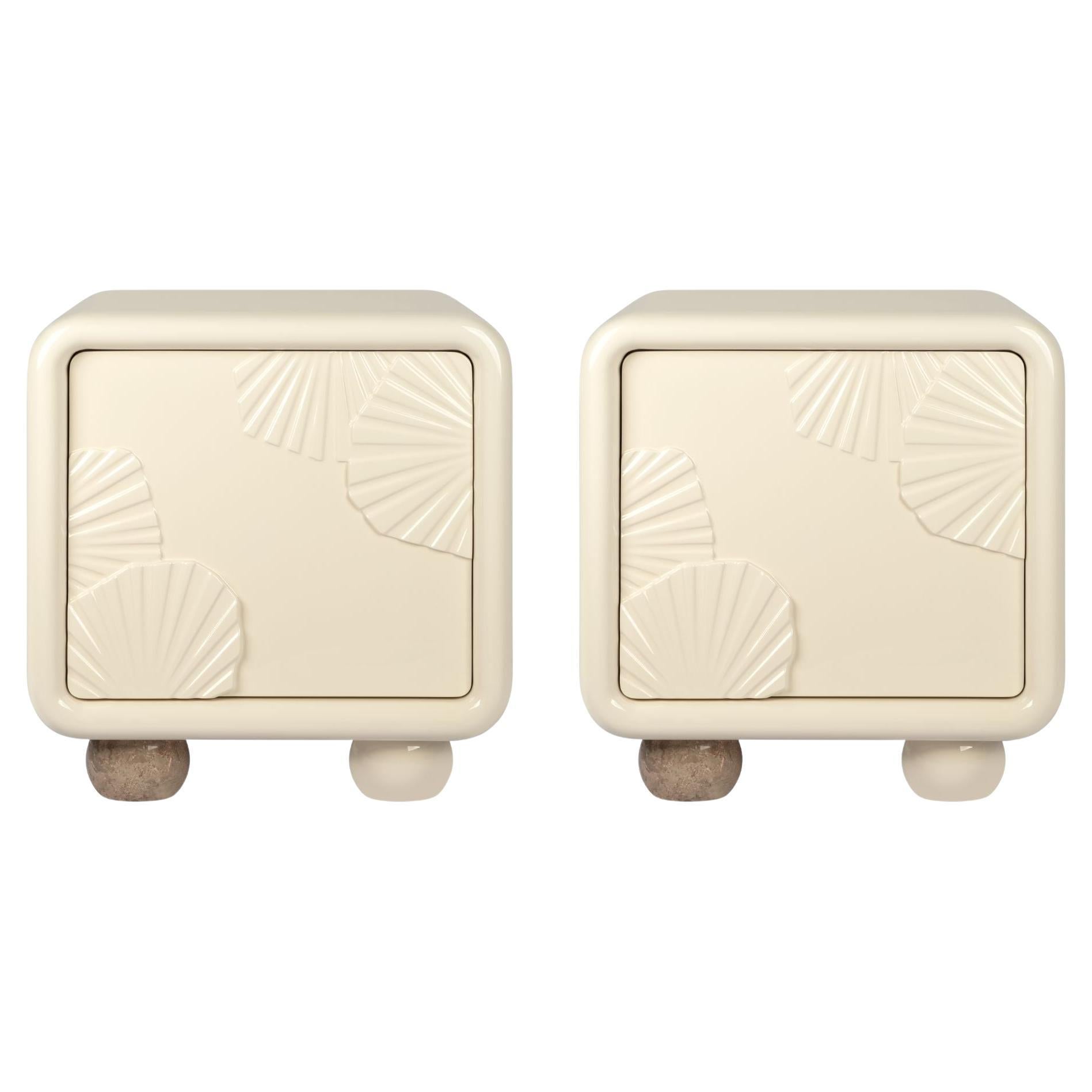 Set di 2 comodini 21st Mon Ooh in Wood Wood laccato di Malabar in vendita