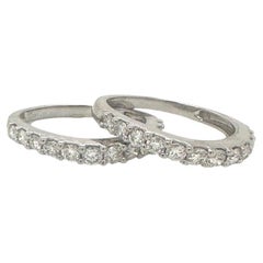 Set of 2 2.6tcw Half Eternity Diamond Band Rings in 14k White Gold