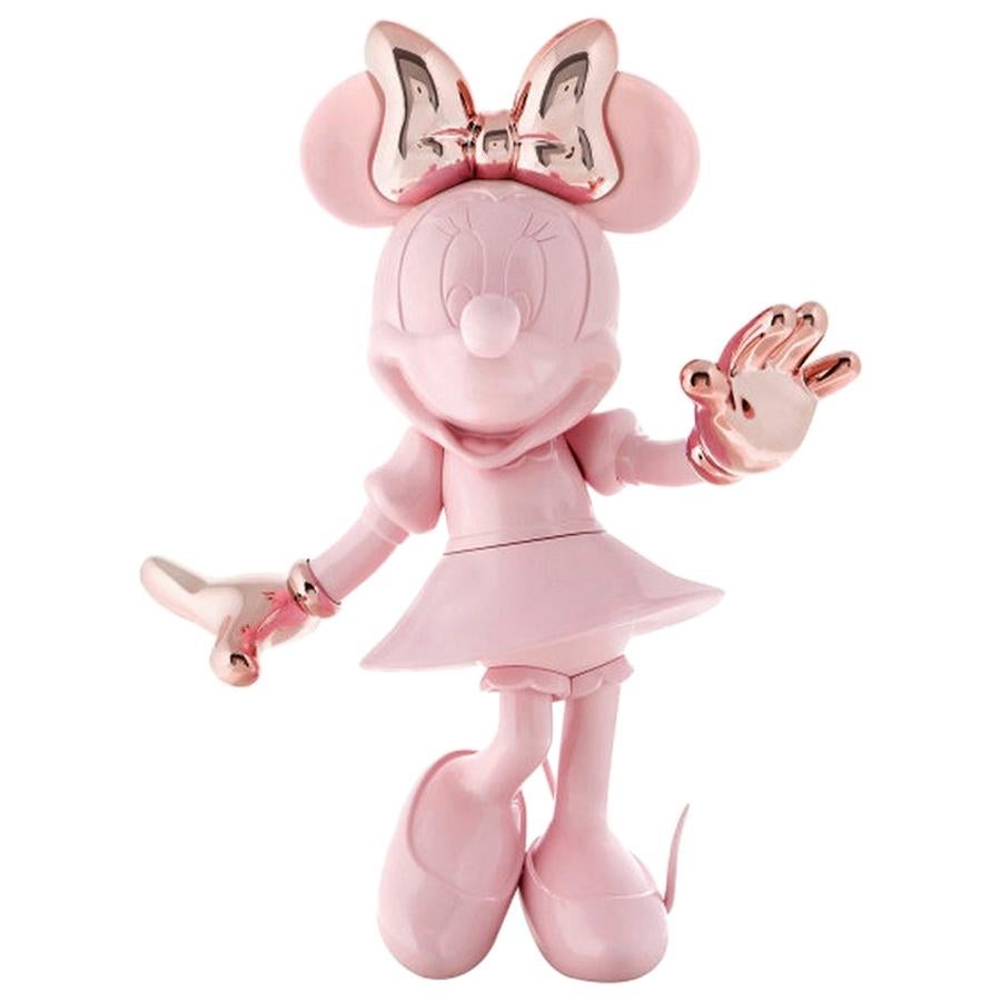 Contemporary Set of 2 Life-Size, 4.6 Feet Tall Pink Minnie & Glossy White Mickey Sculptures