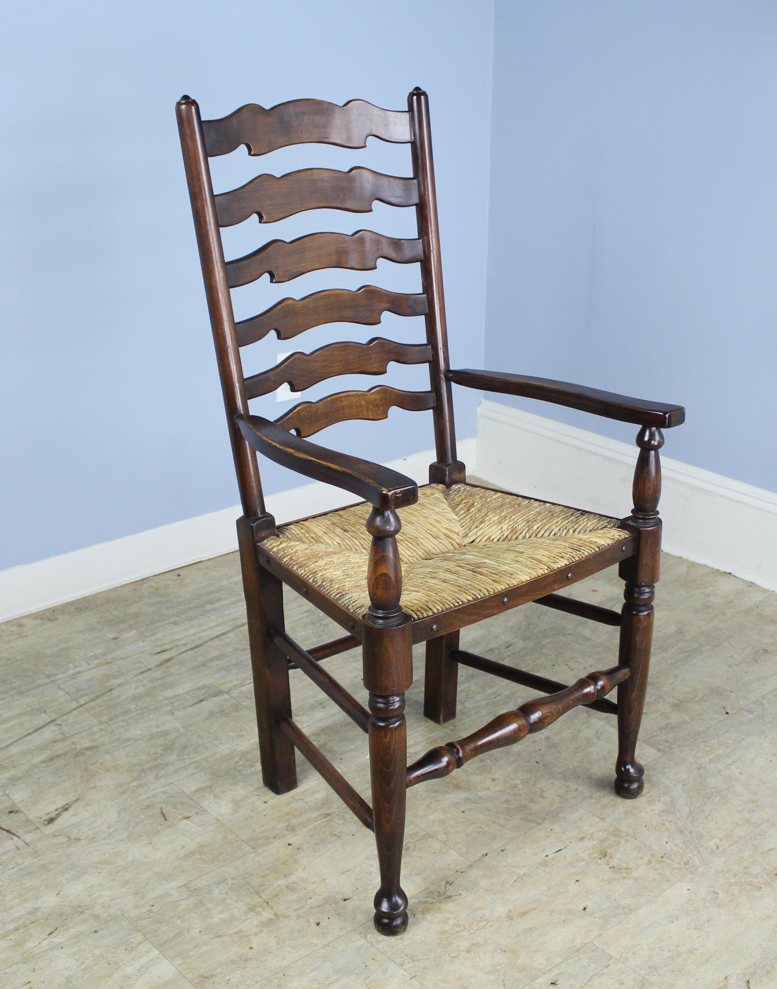 Set of 2 and 6 Late 19th Century Country Oak Ladderback Chairs 6