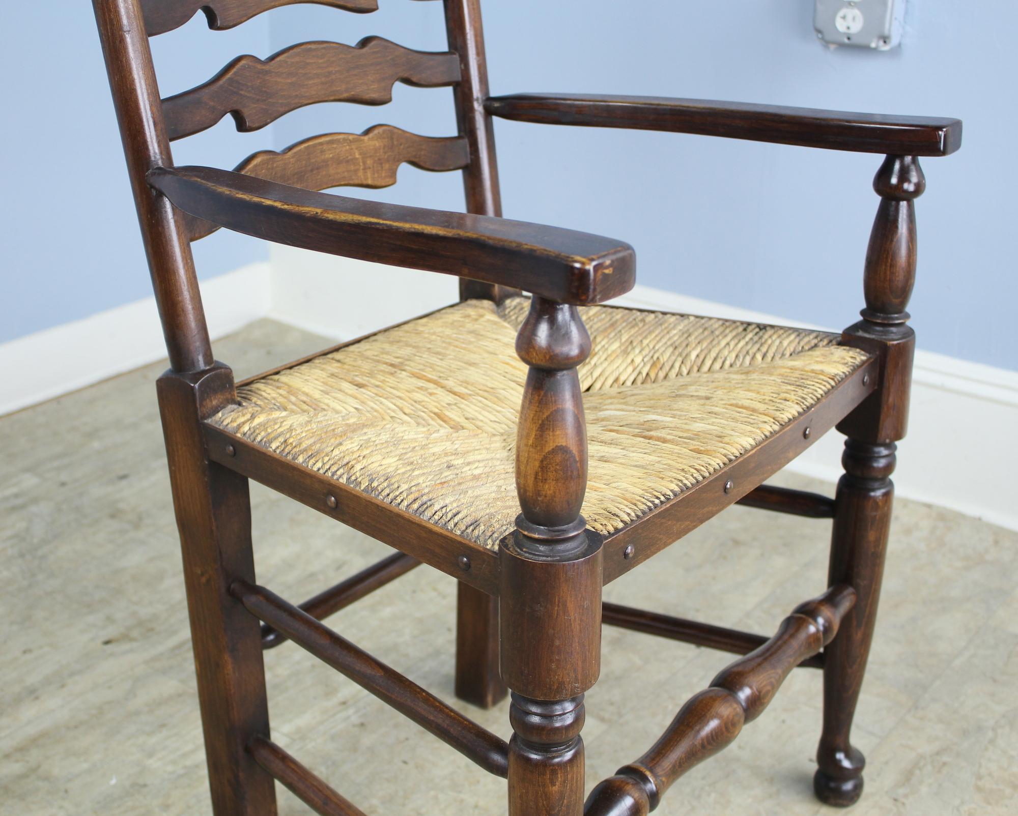 Set of 2 and 6 Late 19th Century Country Oak Ladderback Chairs 7