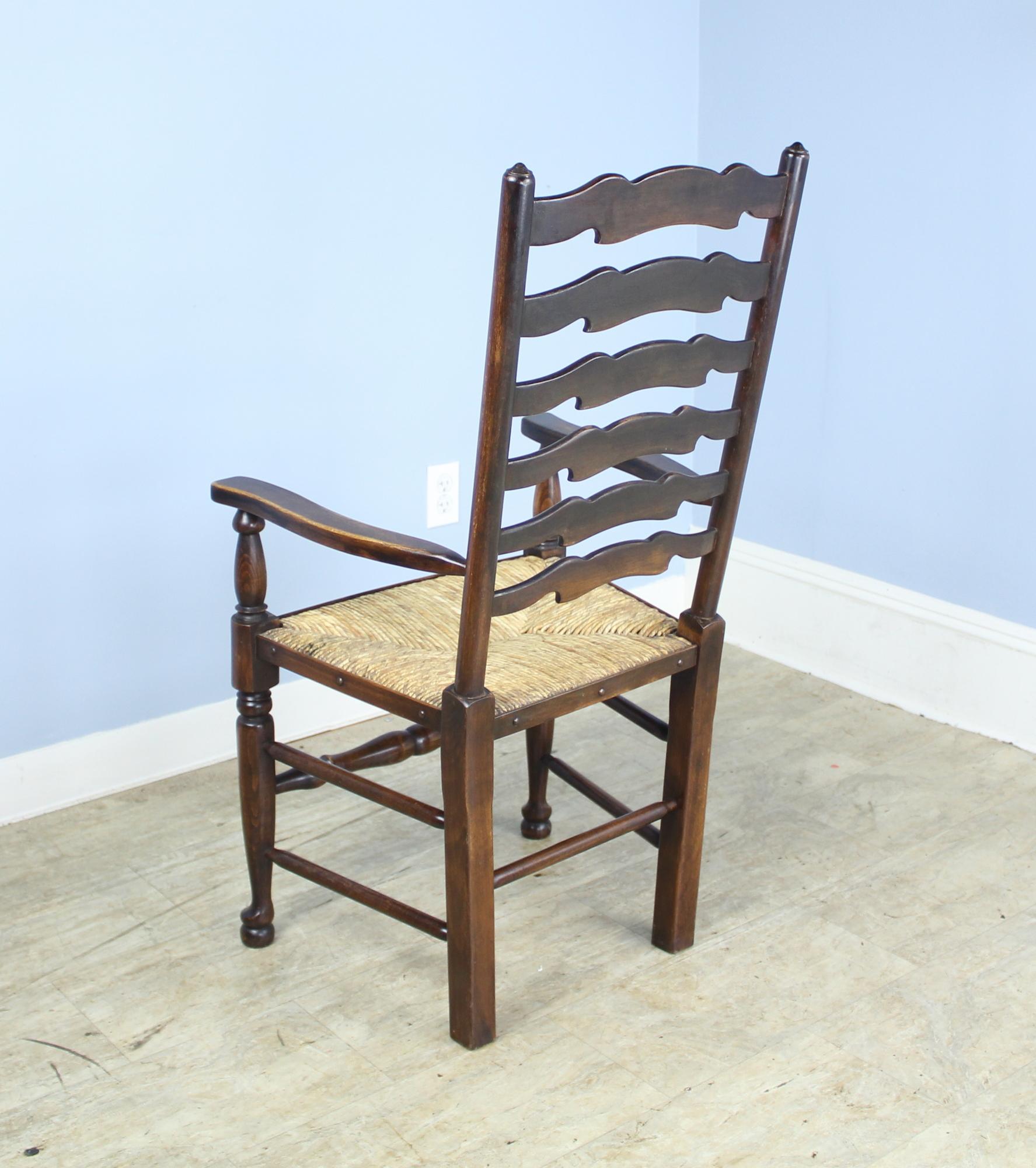 Set of 2 and 6 Late 19th Century Country Oak Ladderback Chairs 10