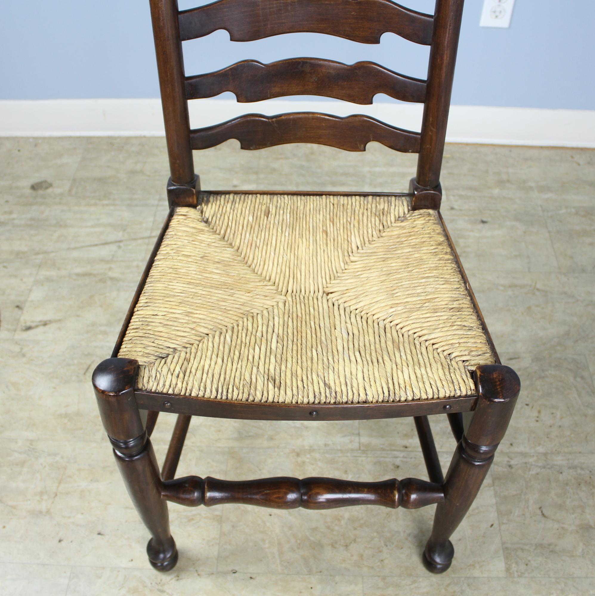 Set of 2 and 6 Late 19th Century Country Oak Ladderback Chairs In Good Condition In Port Chester, NY