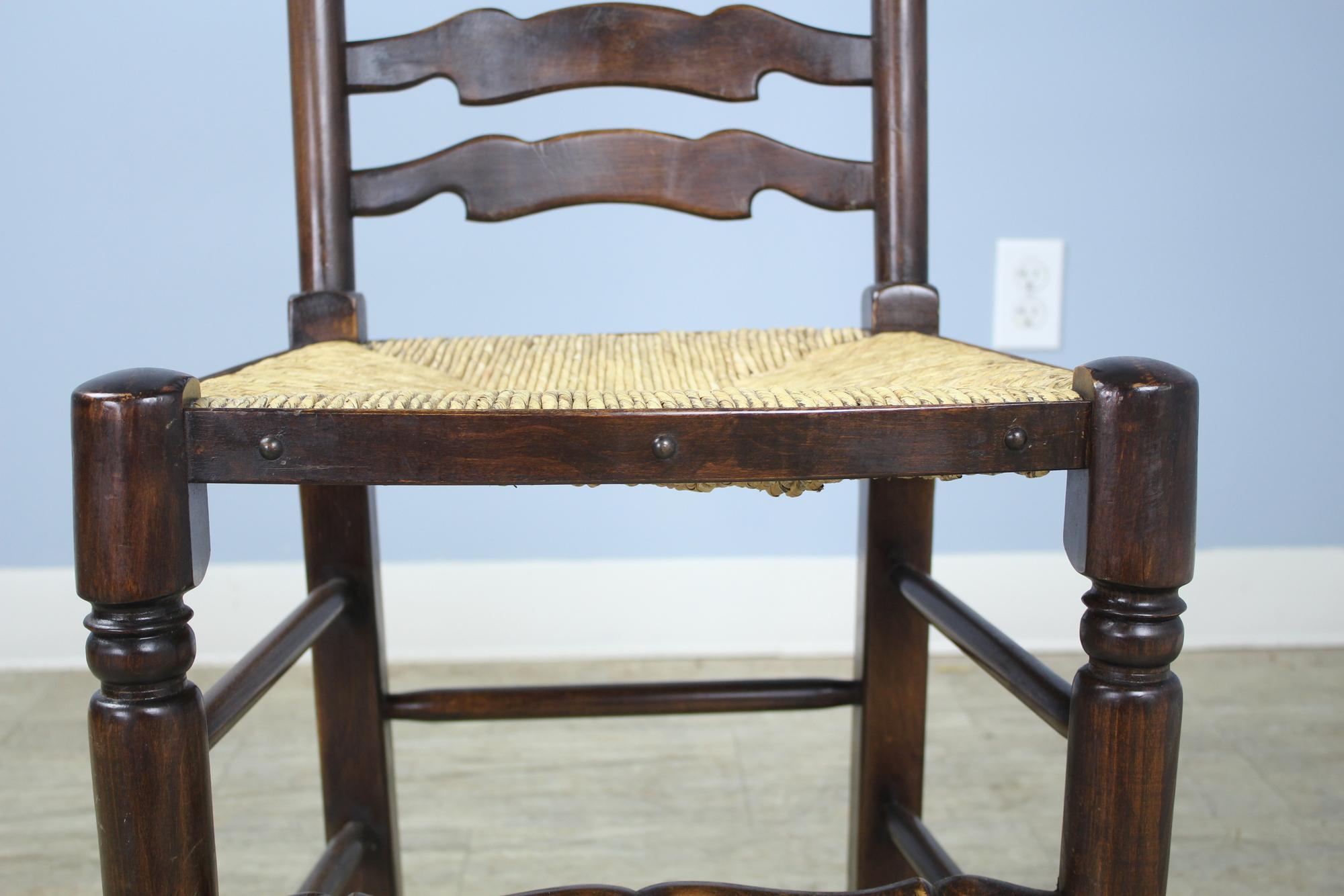 Set of 2 and 6 Late 19th Century Country Oak Ladderback Chairs 2