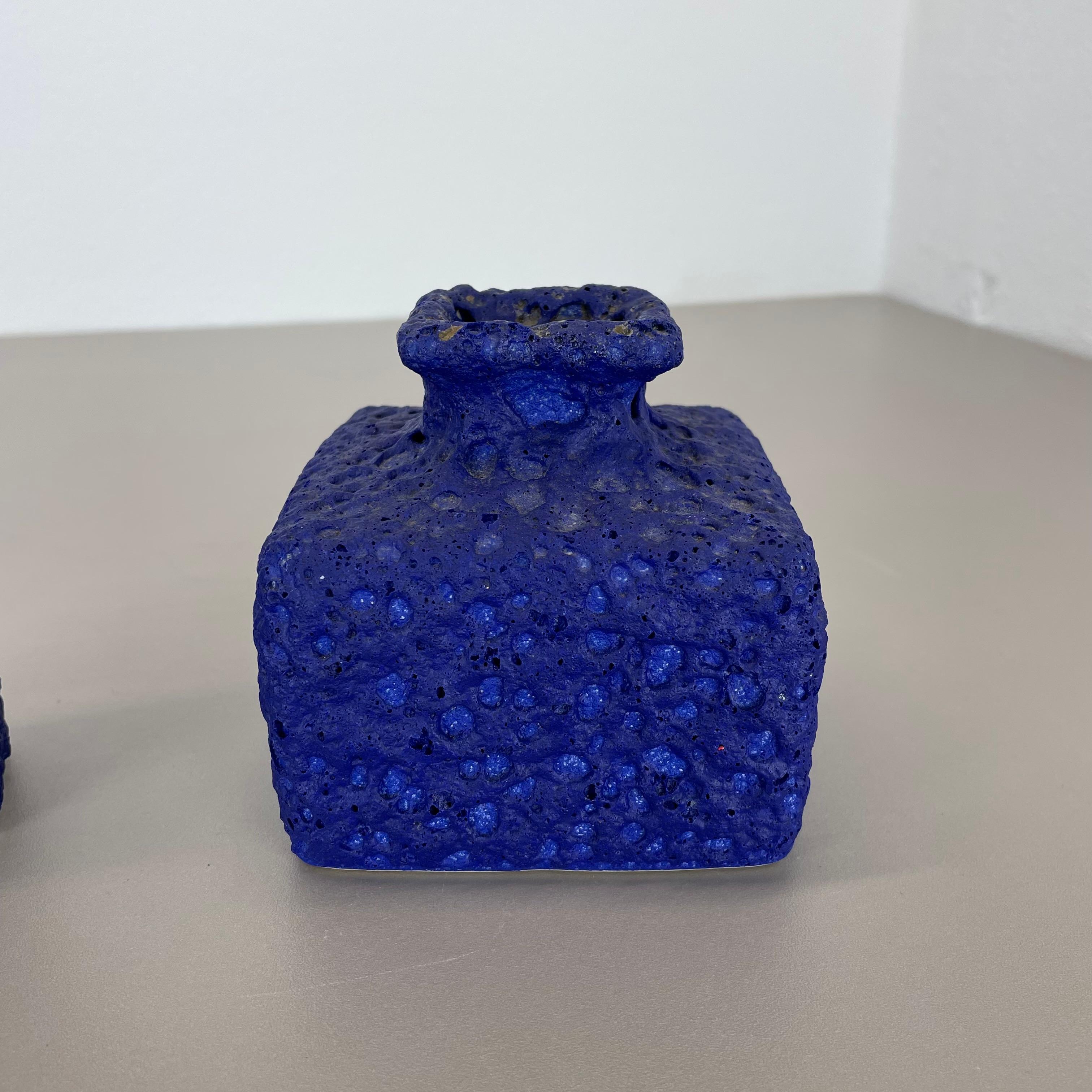Ensemble de 2 vases bleus en poterie abstraite colorée de Silberdistel, W. Allemagne, 1970 en vente 4
