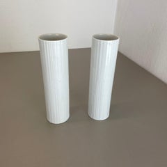 Set of 2 Abstract Op Art Vase Tapio Wirkkala Rosenthal Studio Line Germany 1980s