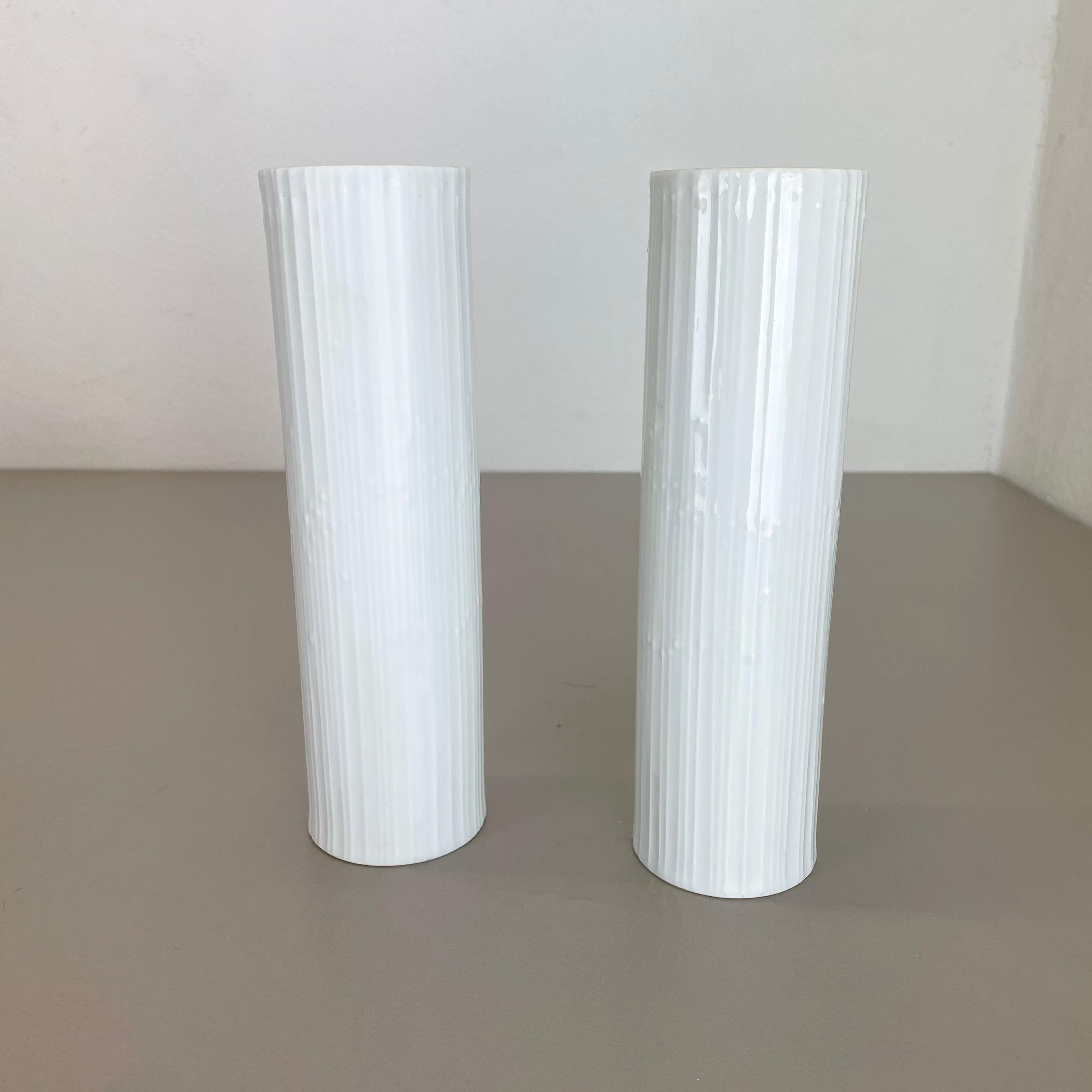 Mid-Century Modern Set of 2 Abstract Op Art Vase Tapio Wirkkala Rosenthal Studio Line Germany 1980s For Sale