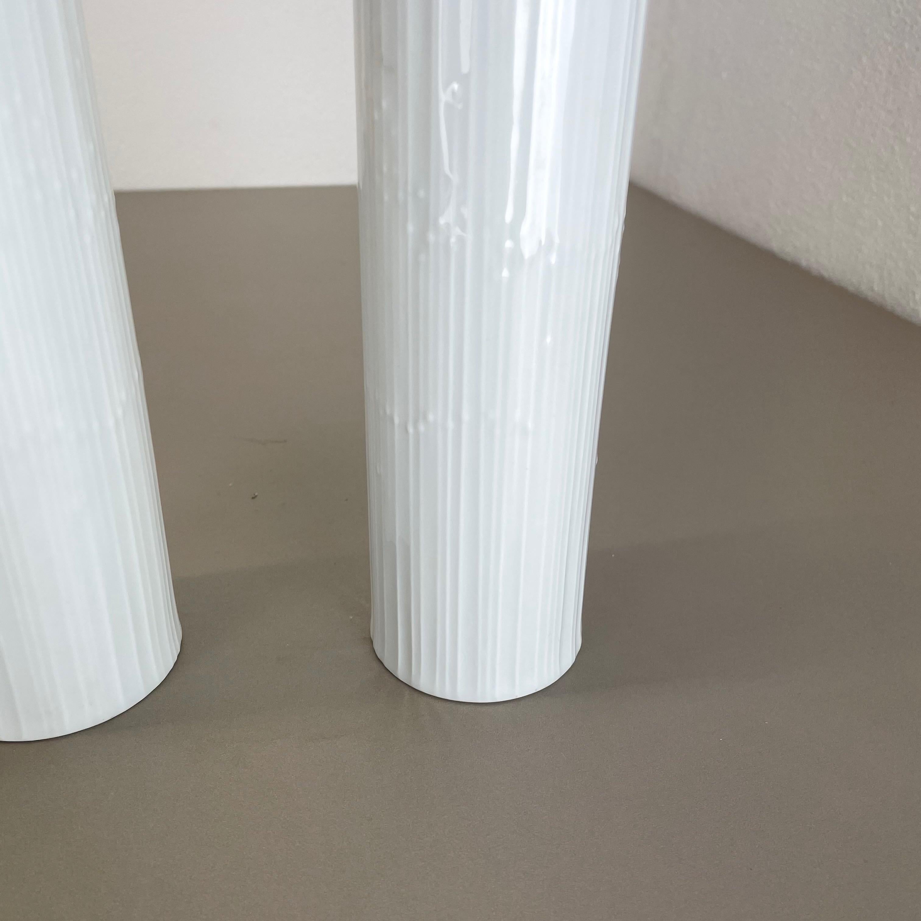 Porcelain Set of 2 Abstract Op Art Vase Tapio Wirkkala Rosenthal Studio Line Germany 1980s For Sale