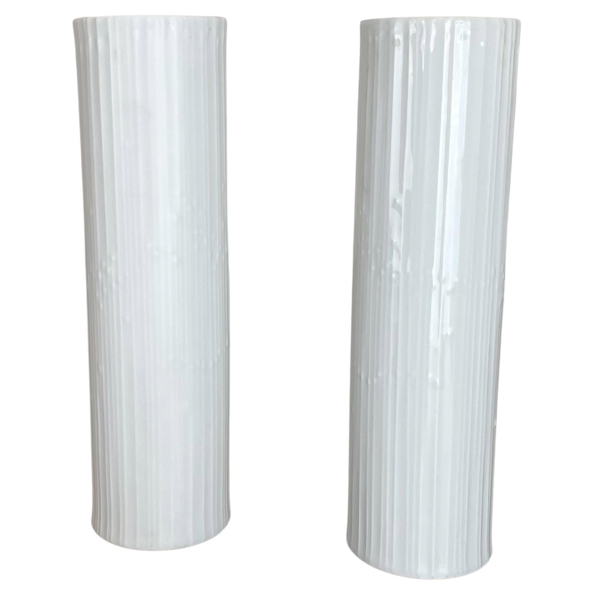 Set of 2 Abstract Op Art Vase Tapio Wirkkala Rosenthal Studio Line Germany 1980s For Sale