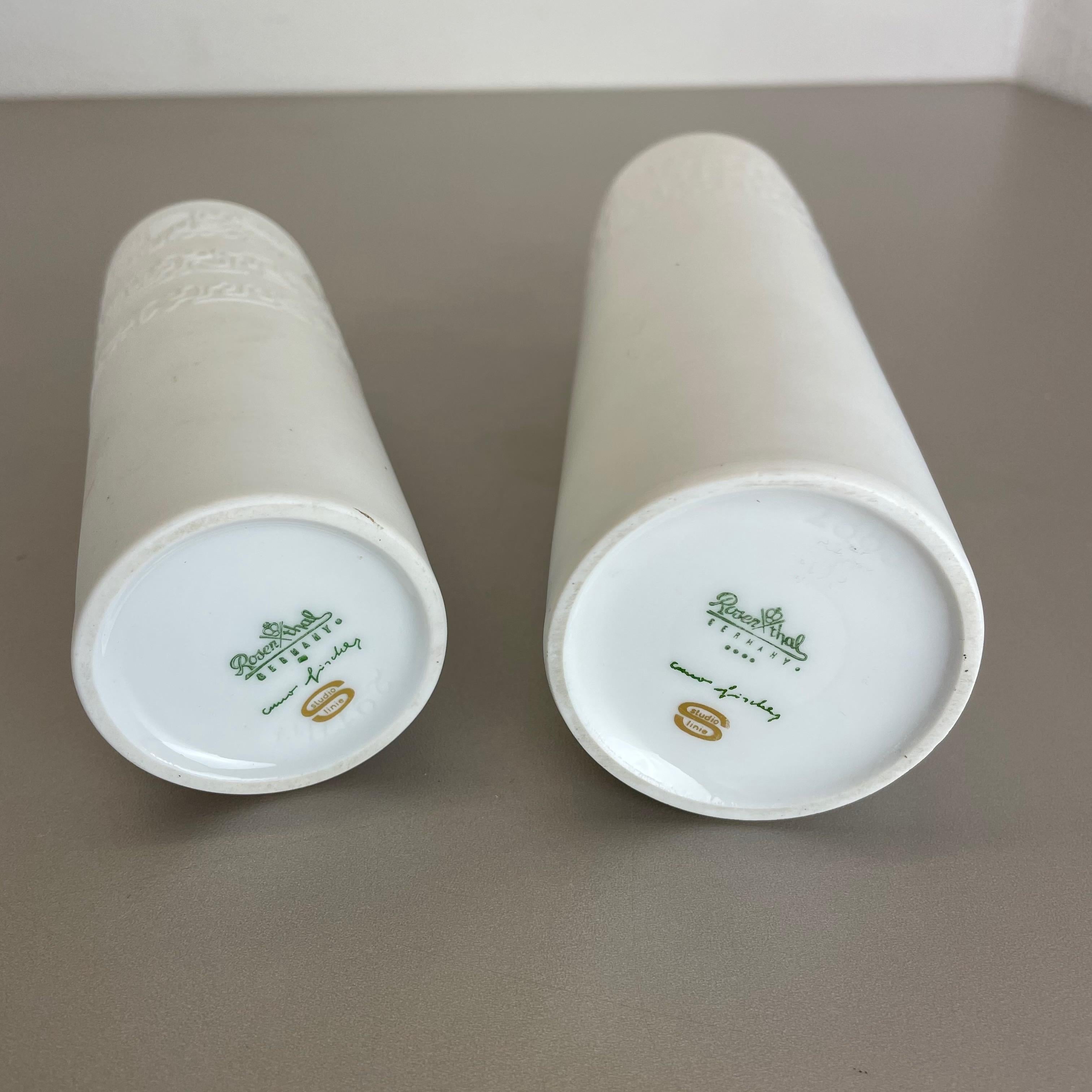 Set of 2 Abstract porcelain Vases by Cuno Fischer for Rosenthal, Germany, 1980s For Sale 6