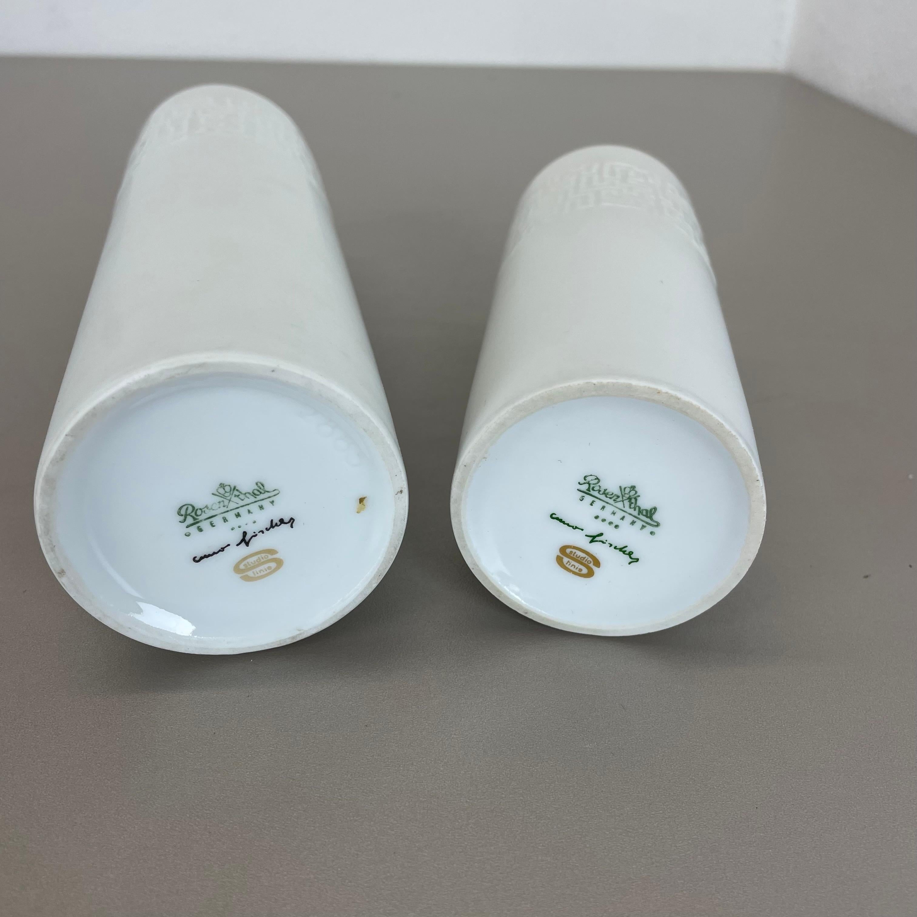 Set of 2 Abstract porcelain Vases by Cuno Fischer for Rosenthal, Germany, 1980s For Sale 12
