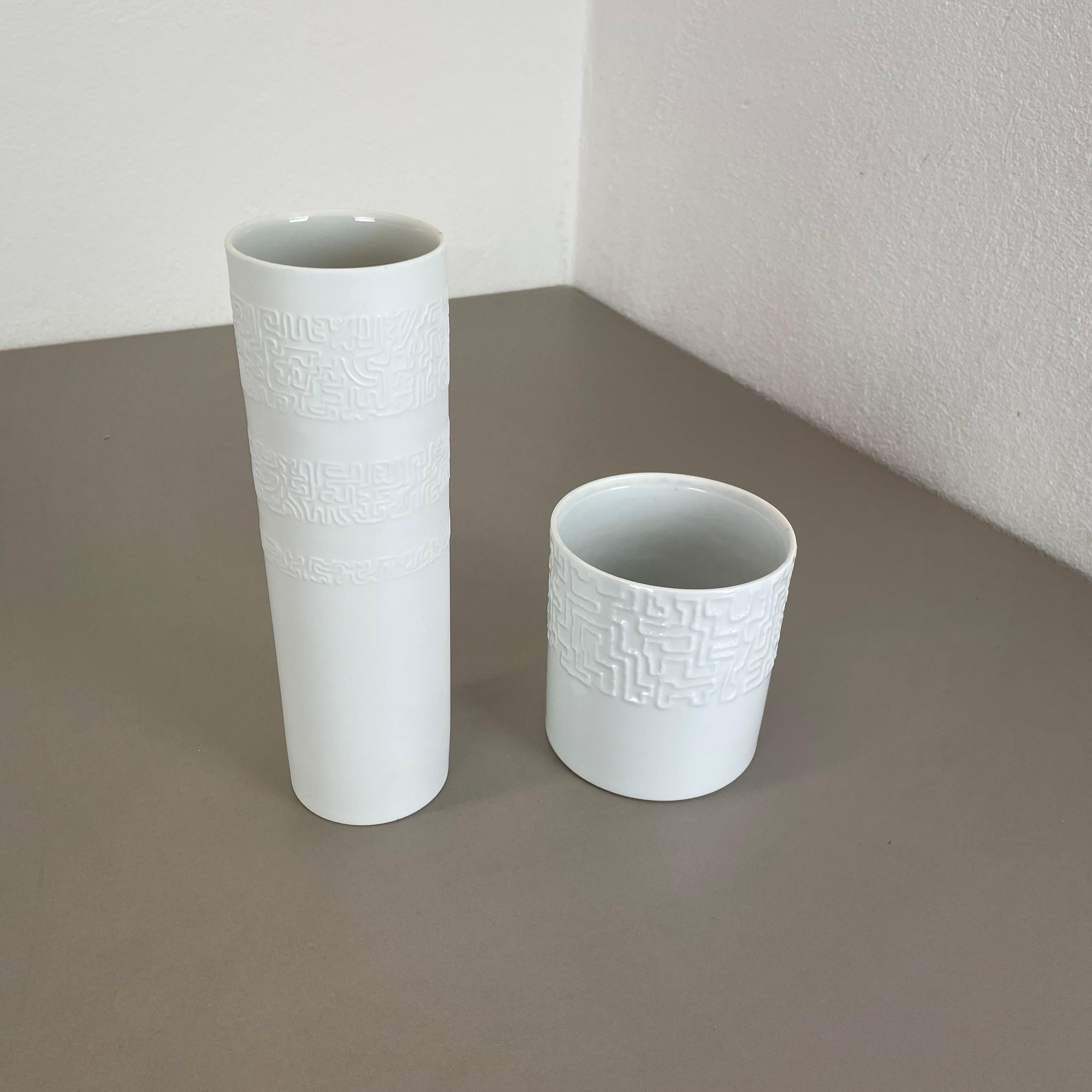 Mid-Century Modern Ensemble de 2 vases en porcelaine abstraite de Cuno Fischer pour Rosenthal, Allemagne, années 1980 en vente