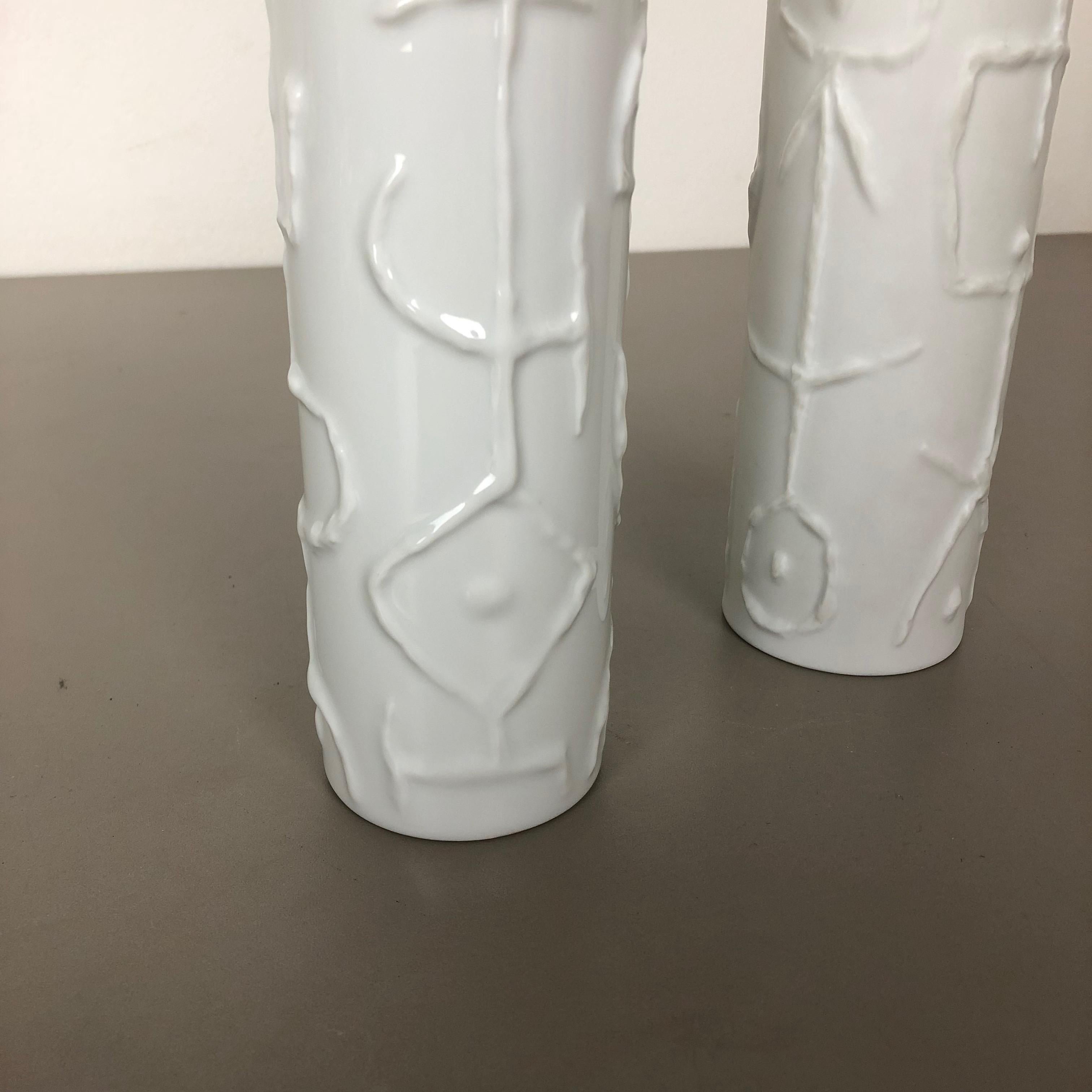 Porcelain Set of 2 Abstract porcelain Vases by Cuno Fischer for Rosenthal, Germany, 1980s For Sale