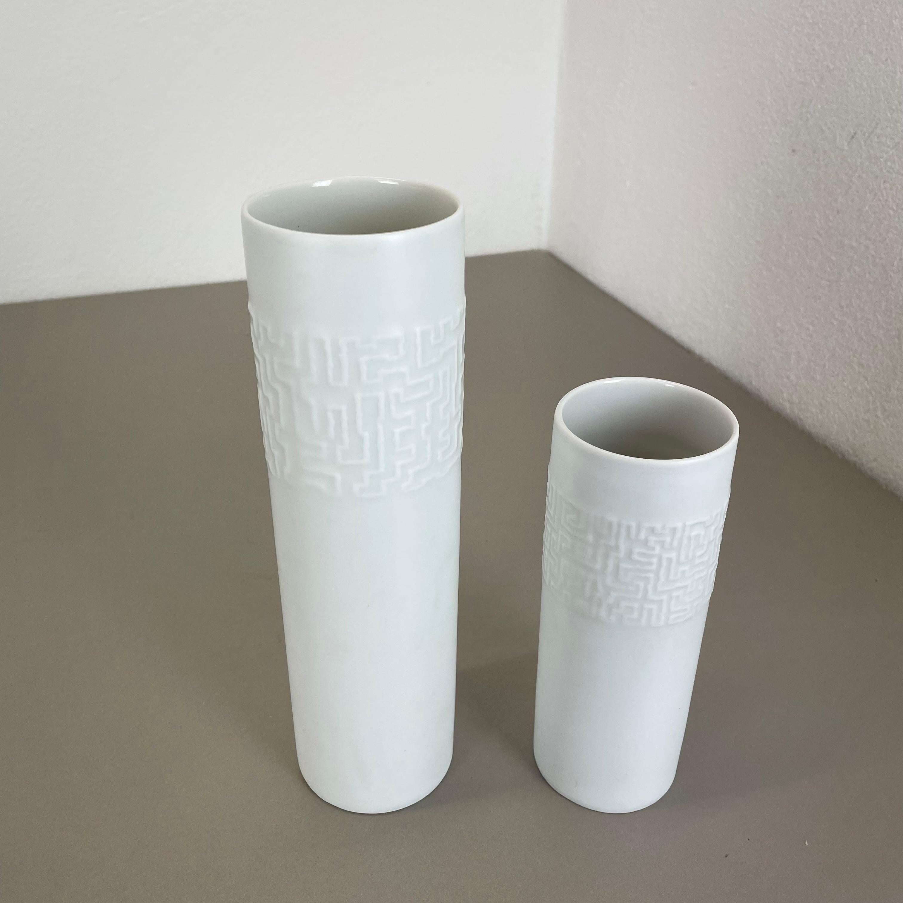 Porcelain Set of 2 Abstract porcelain Vases by Cuno Fischer for Rosenthal, Germany, 1980s For Sale