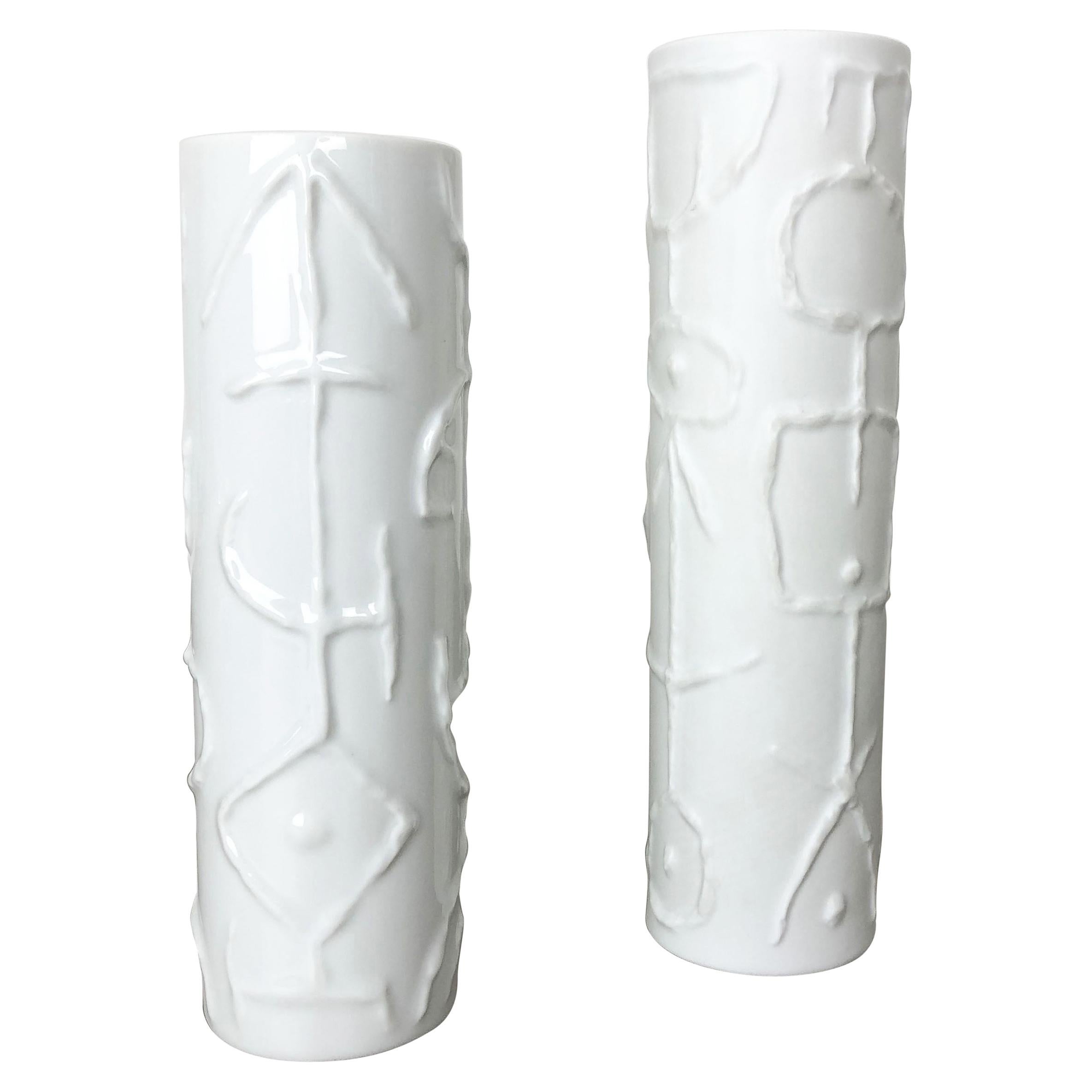 Set of 2 Abstract porcelain Vases by Cuno Fischer for Rosenthal, Germany, 1980s