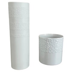 Ensemble de 2 vases en porcelaine abstraite de Cuno Fischer pour Rosenthal, Allemagne, années 1980