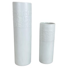 Ensemble de 2 vases en porcelaine abstraite de Cuno Fischer pour Rosenthal, Allemagne, années 1980