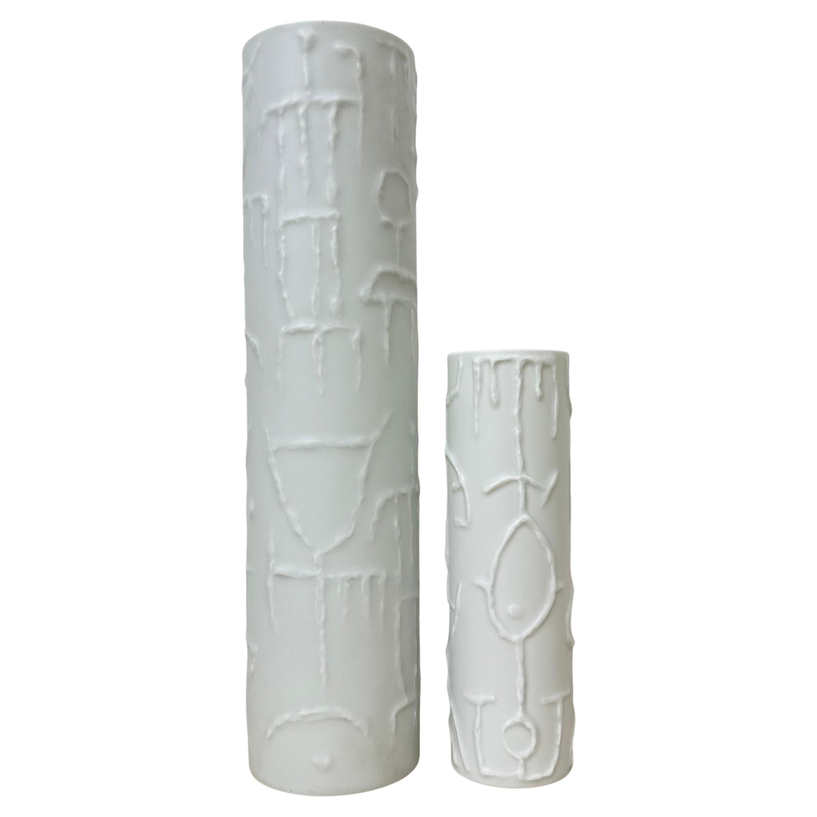2er-Set abstrakter Porzellanvasen von Cuno Fischer für Rosenthal, Deutschland, 1980er Jahre