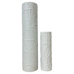 Juego de 2 Jarrones abstractos de porcelana de Cuno Fischer para Rosenthal, Alemania, años 80