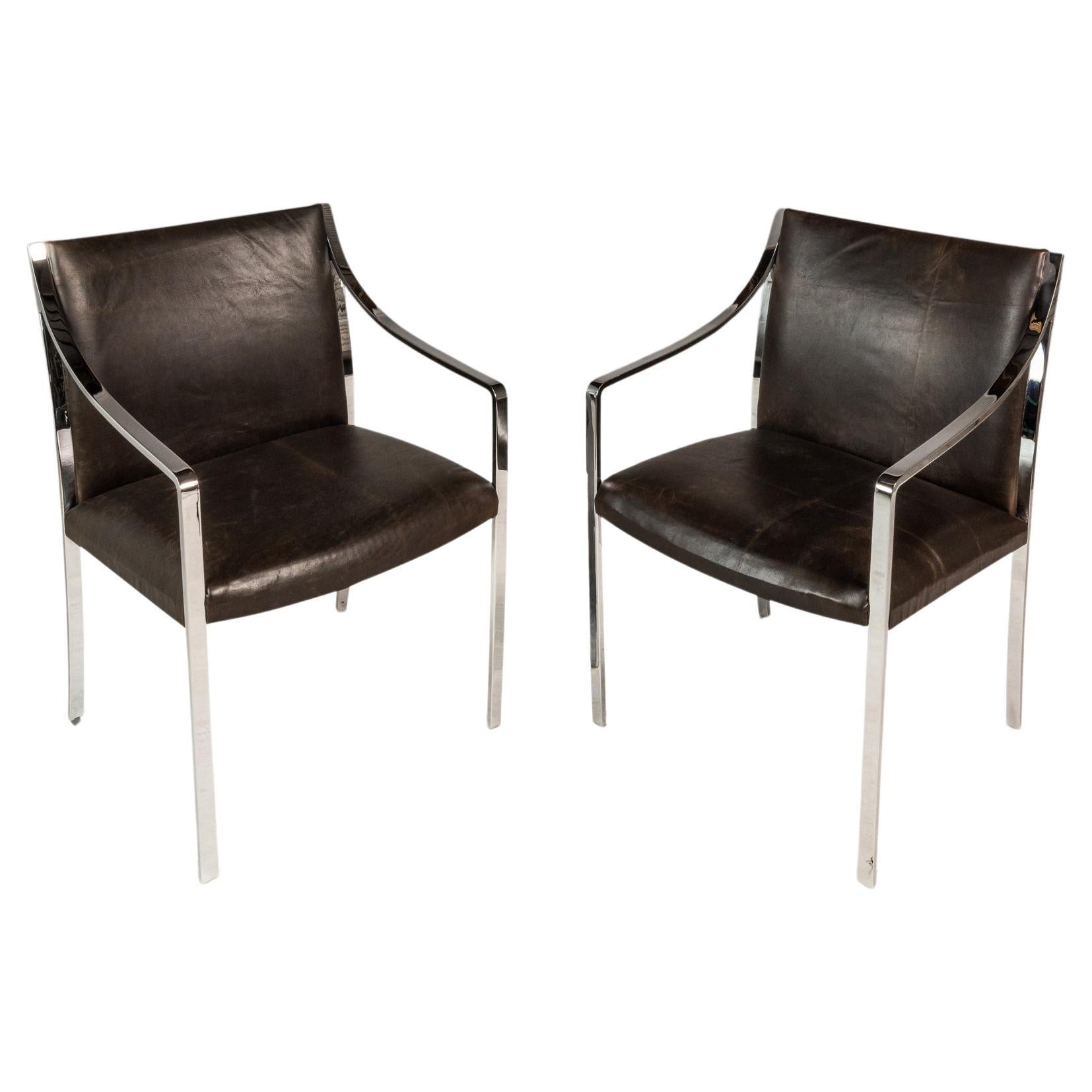 Set di 2 sedie da salotto in cromo di Bert England per Stow & Davis, USA, 1960 ca. in vendita