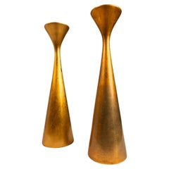 Vintage Set of 2 Acid-Etched Candlestick Holders in Porcelain, Japan, c. 1970s