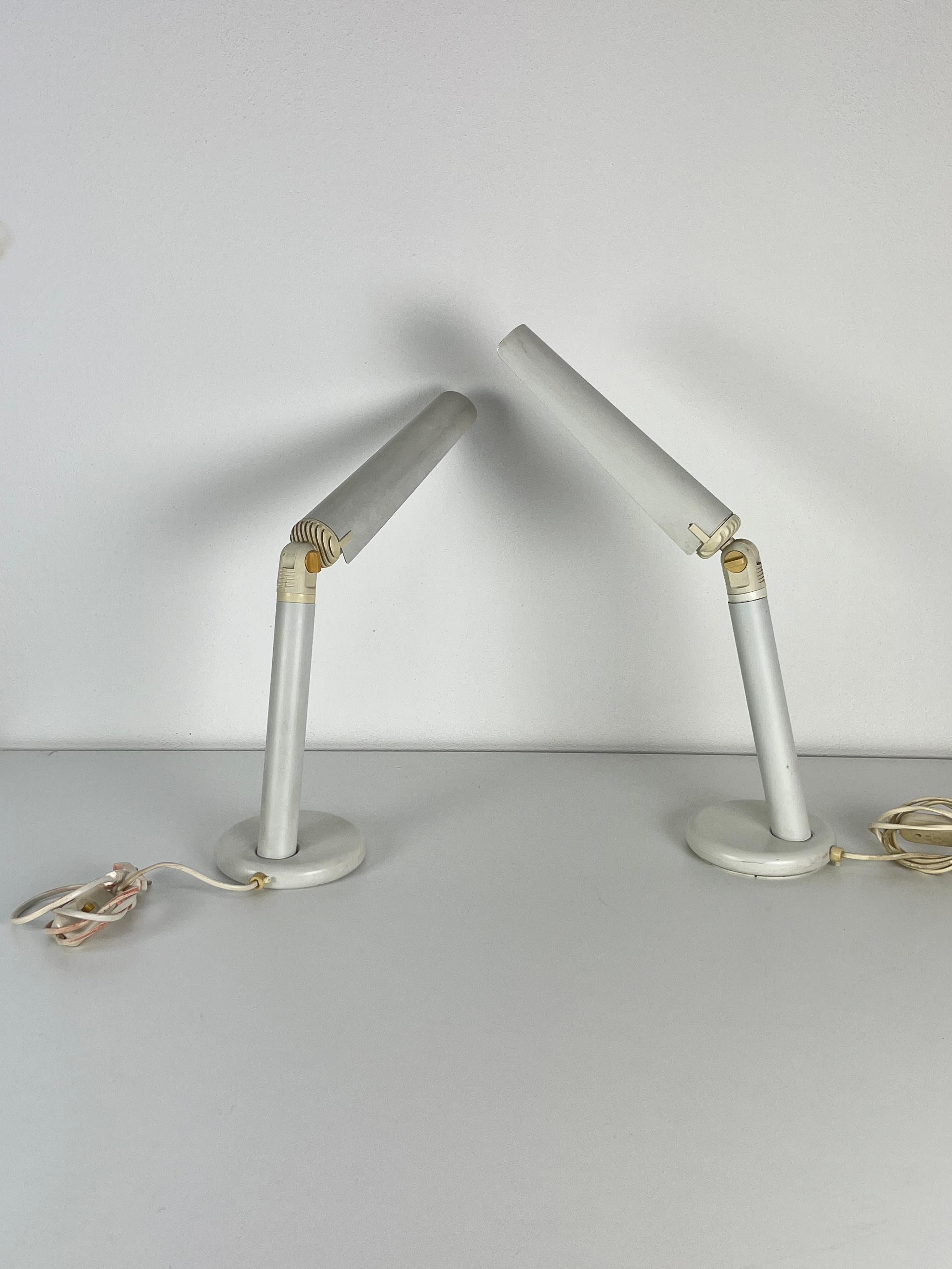 Juego de 2 lámparas de mesilla regulables, Made in Italy, años 70 Italiano en venta