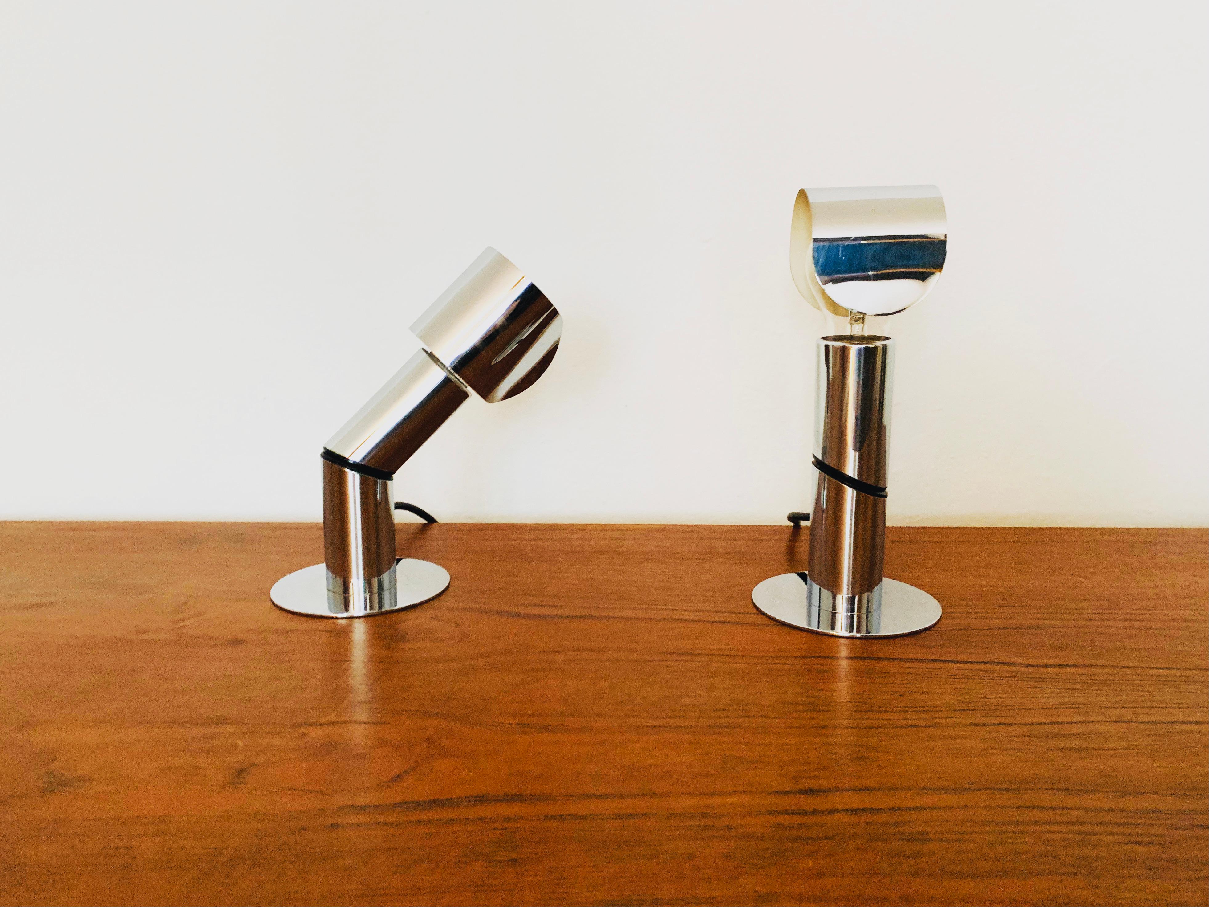 German Set of 2 Adjustable Space Age Wall or Table Lamps For Sale