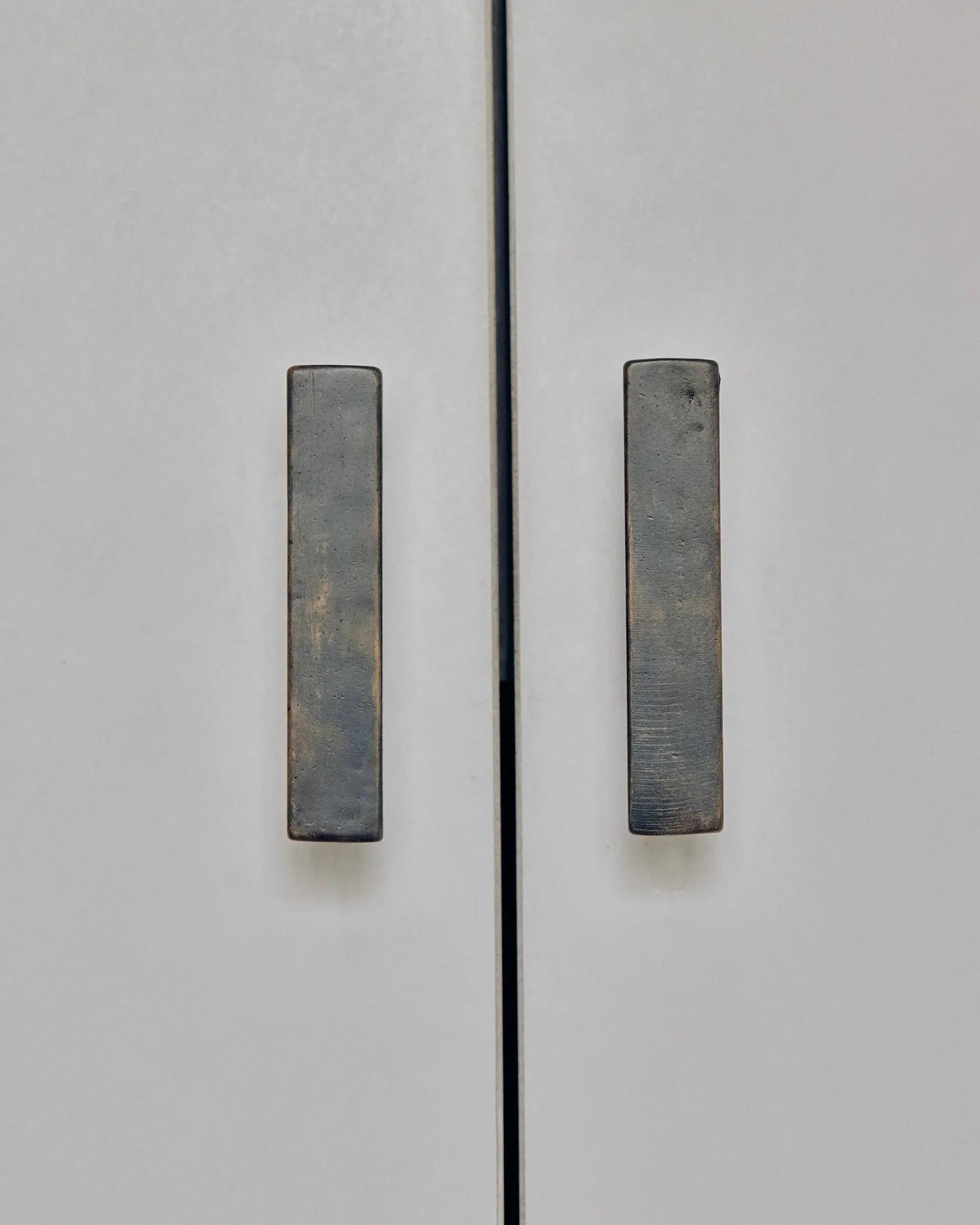 Post-Modern Set of 2 ADT Blackened Brass Handles by Henry Wilson For Sale