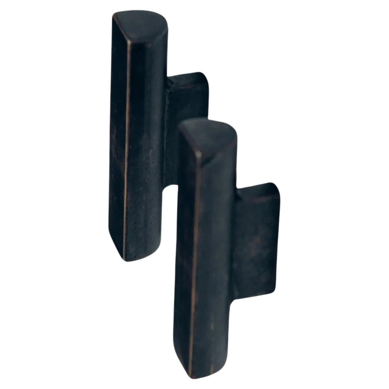 Set of 2 ADT Blackened Brass Handles by Henry Wilson