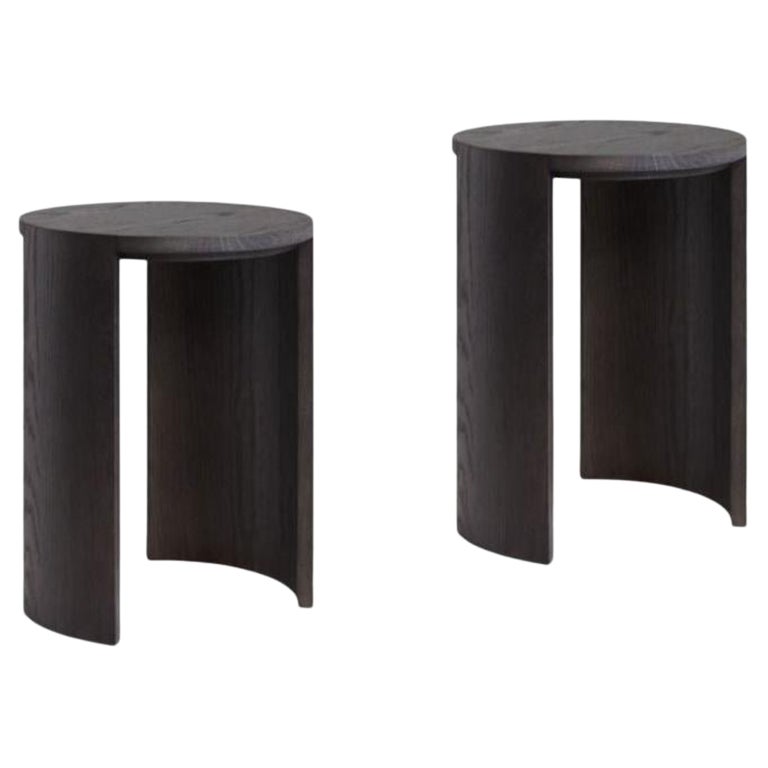 Set of 2, Airisto Side Tables/ Stools, Stained Black by Made by Choice For Sale