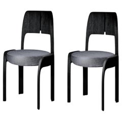 Set of 2 Akar Chairs Black Teak by Pendhapa