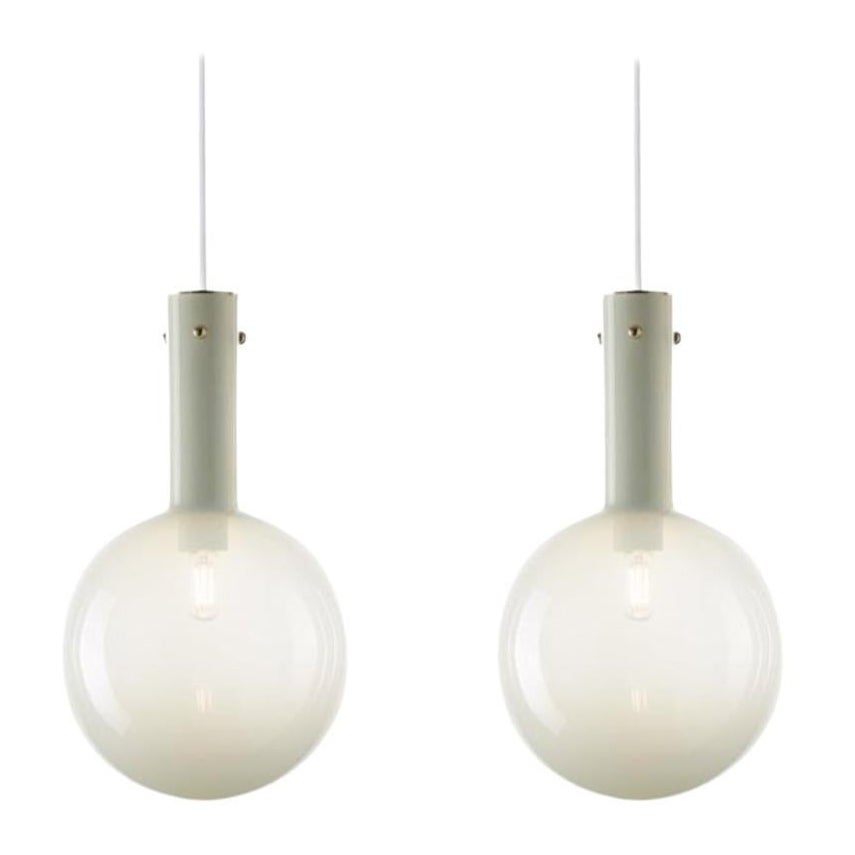 Set of 2 Alabaster White Sphaerae Pendant Lights by Dechem Studio For Sale