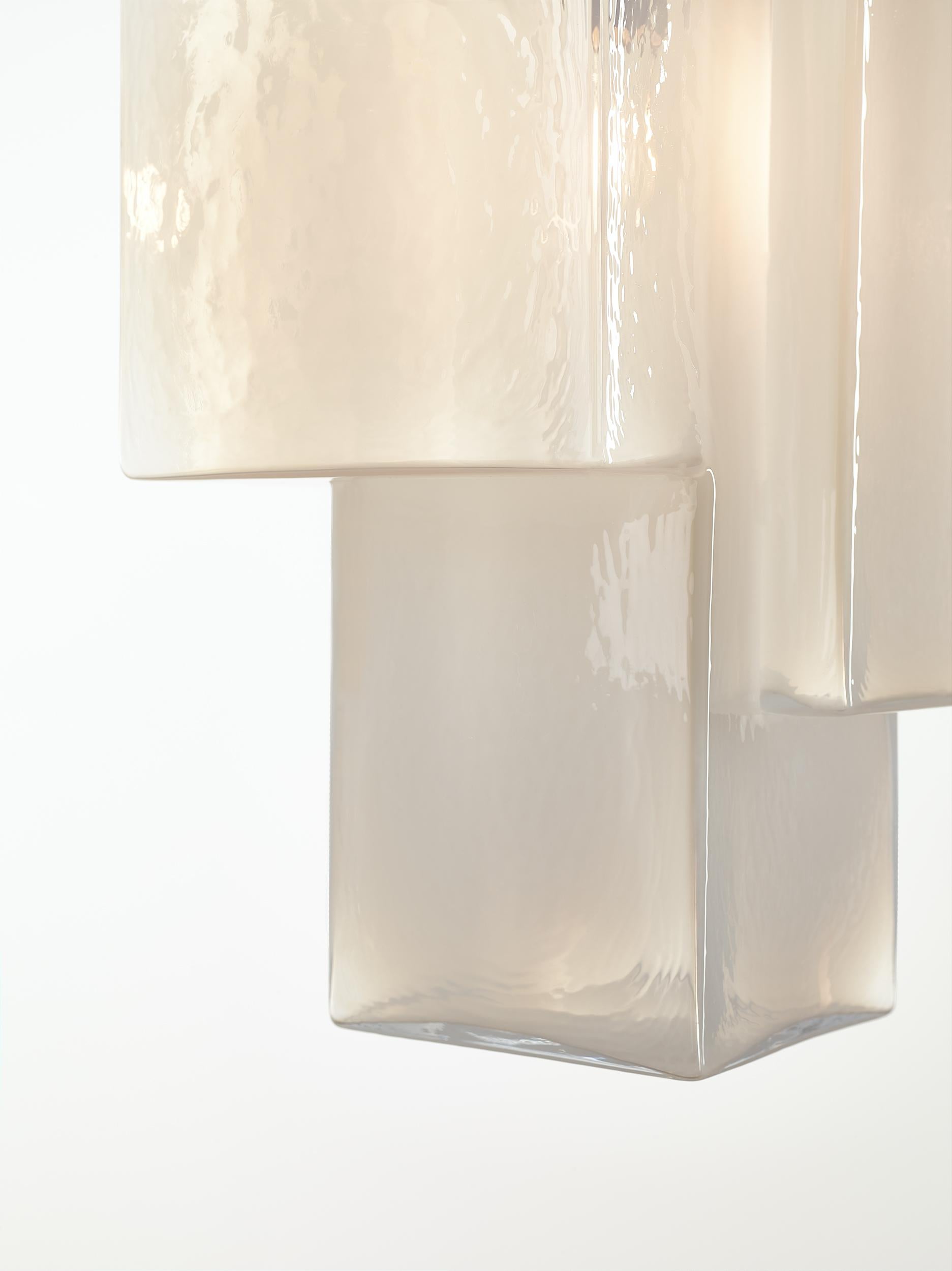 Czech Set of 2 Alabaster White Tetris Pendant Light by Dechem Studio For Sale