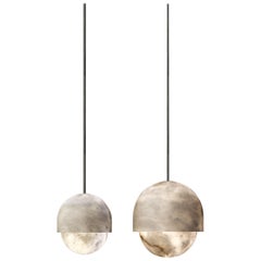 Set of 2 Alabaster Yoko Pendant Light by Atelier Alain Ellouz