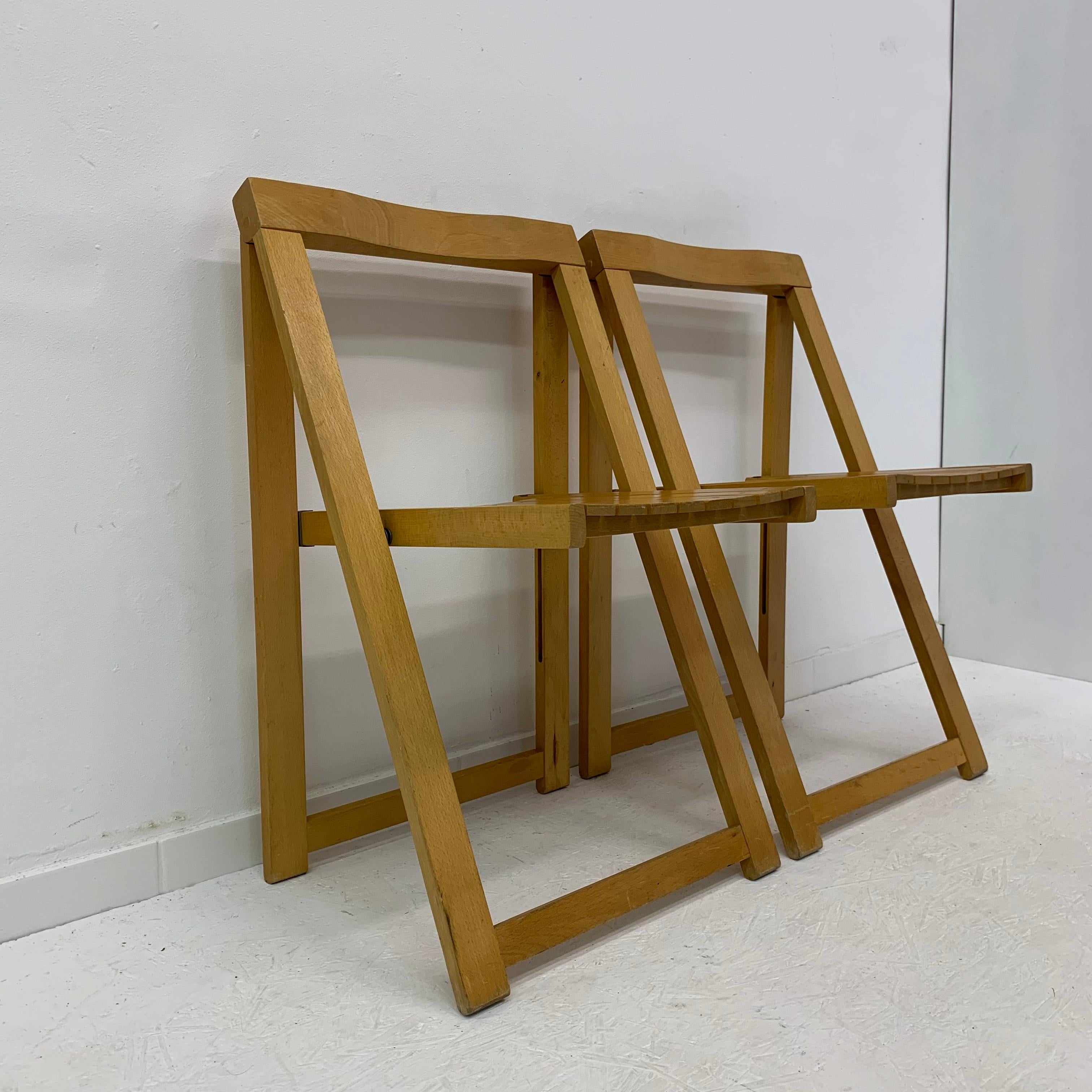 Wood Set of 2 Aldo Jacober for Alberto Bazzani folding chairs, 1960’s For Sale