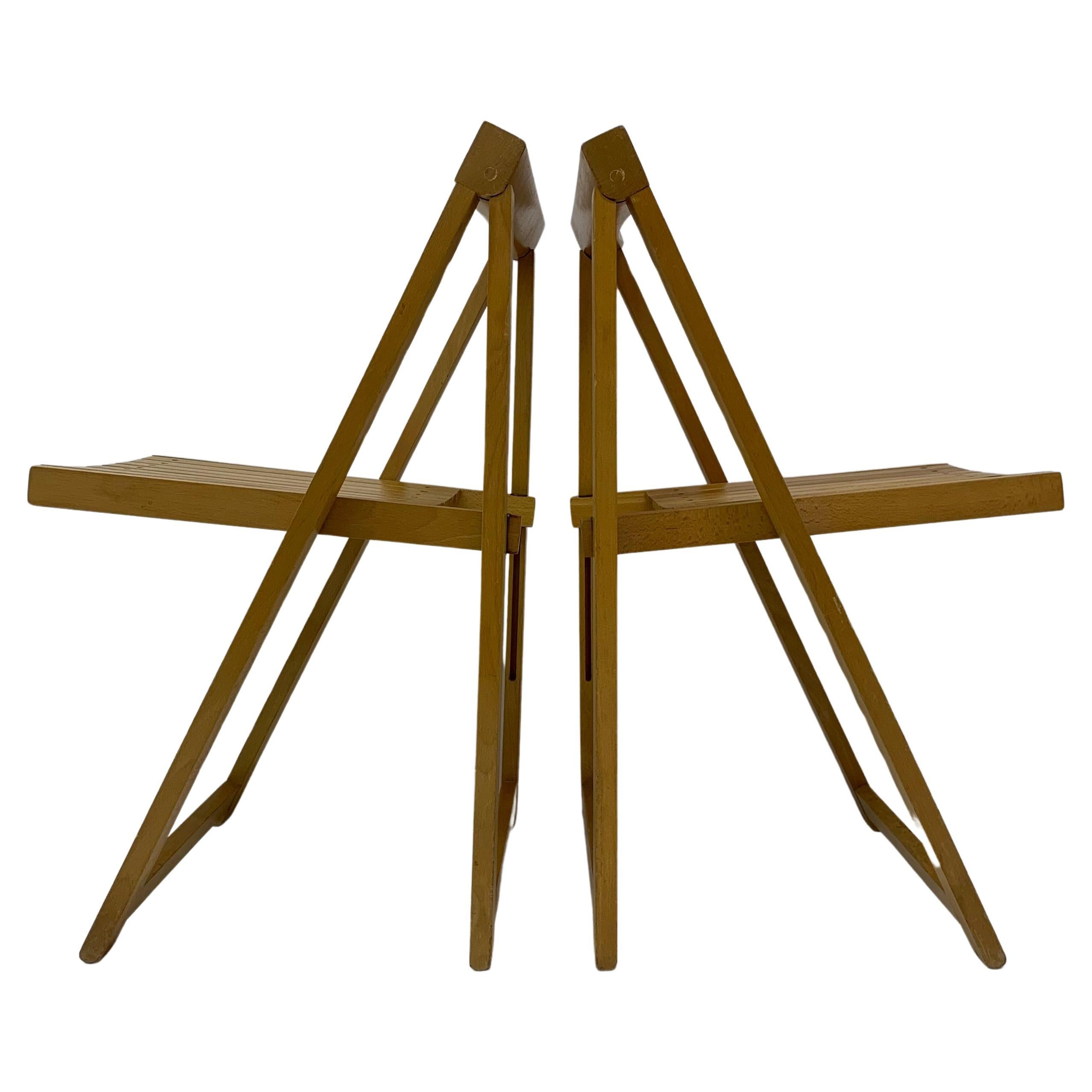 Set of 2 Aldo Jacober for Alberto Bazzani folding chairs, 1960’s For Sale