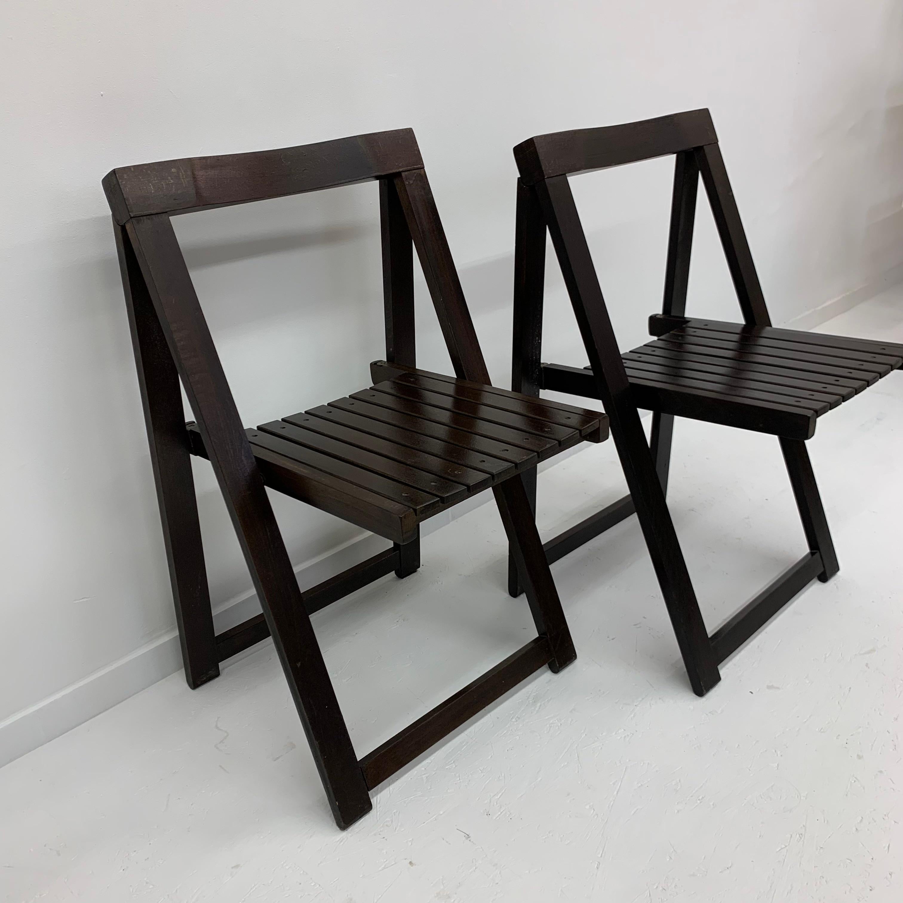 Set of 2 Aldo Jacober for Alberto Bazzani wooden folding chairs, 1960’s For Sale 5