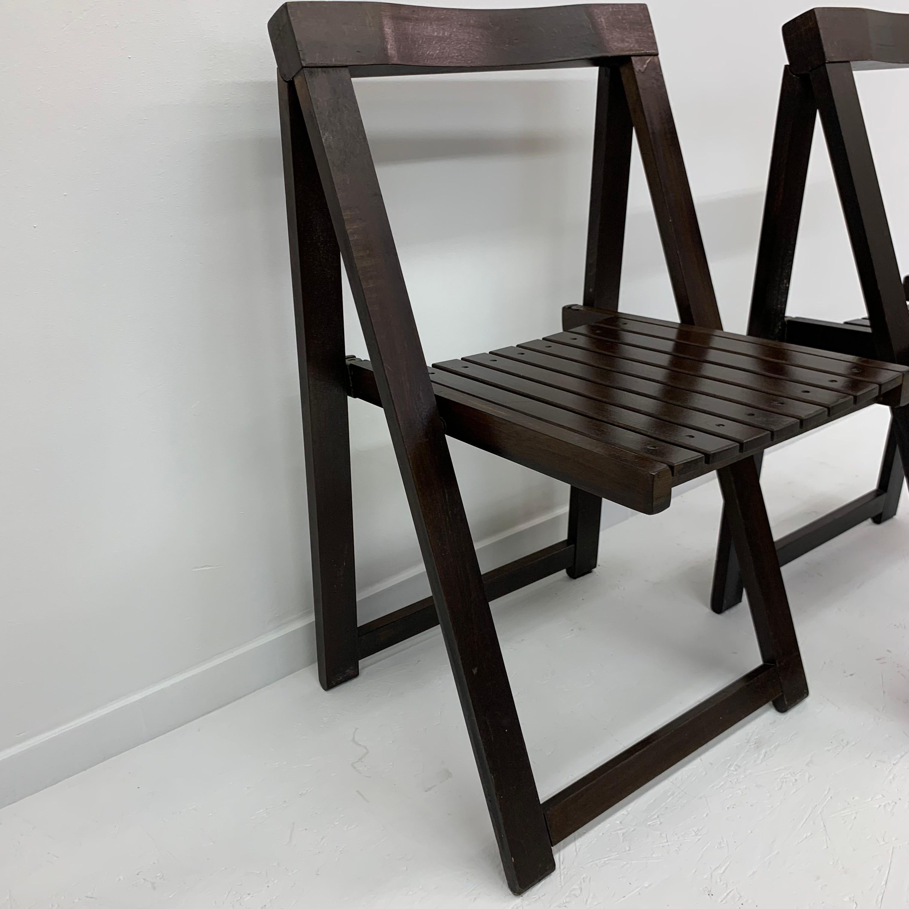 Set of 2 Aldo Jacober for Alberto Bazzani wooden folding chairs, 1960’s For Sale 6
