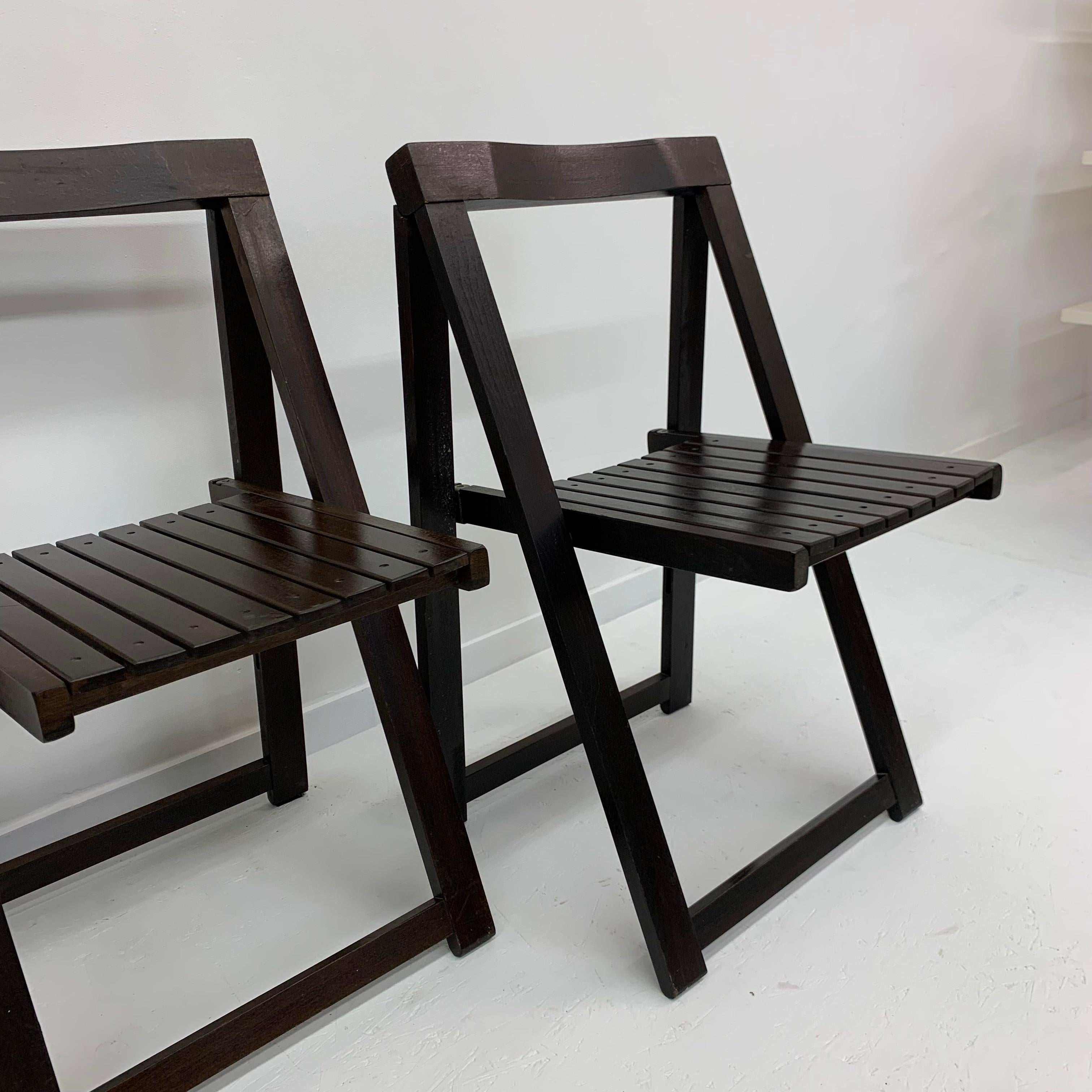 Set of 2 Aldo Jacober for Alberto Bazzani wooden folding chairs, 1960’s For Sale 7